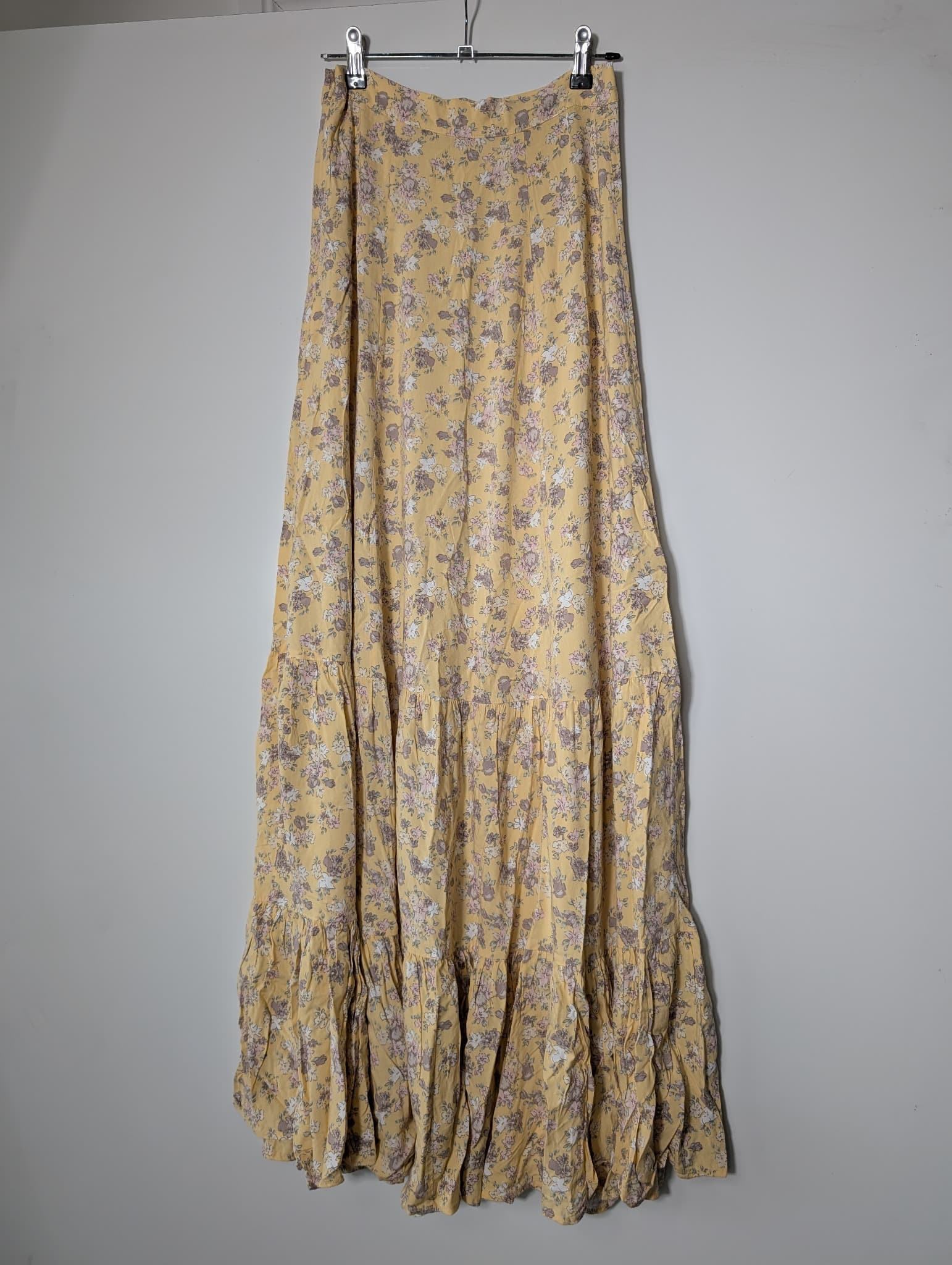Auguste Floral Tiered Maxi Skirt Yellow AU 4 — photo 4 of 7