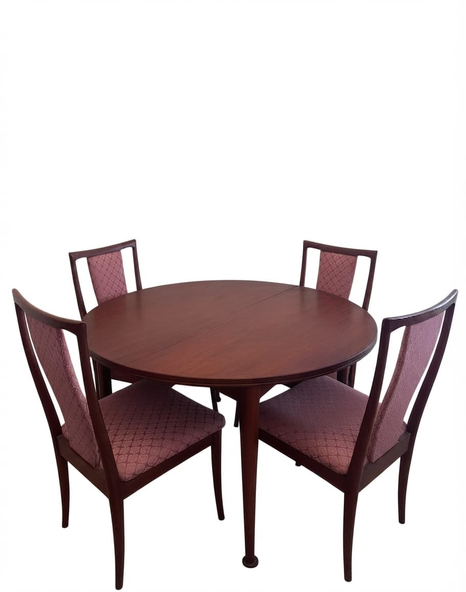 Authentic Parker Mid-Century Modern Dining Table & Chairs Set Walnut Extension — photo 1 of 7