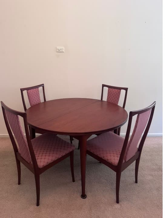 Authentic Parker Mid-Century Modern Dining Table & Chairs Set Walnut Extension — photo 2 of 7