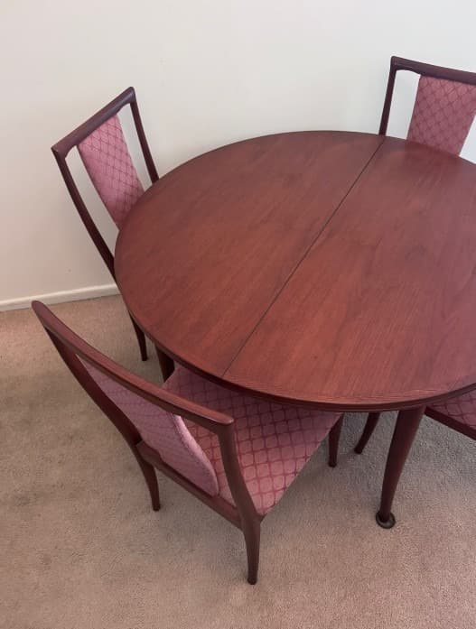 Authentic Parker Mid-Century Modern Dining Table & Chairs Set Walnut Extension — photo 4 of 7