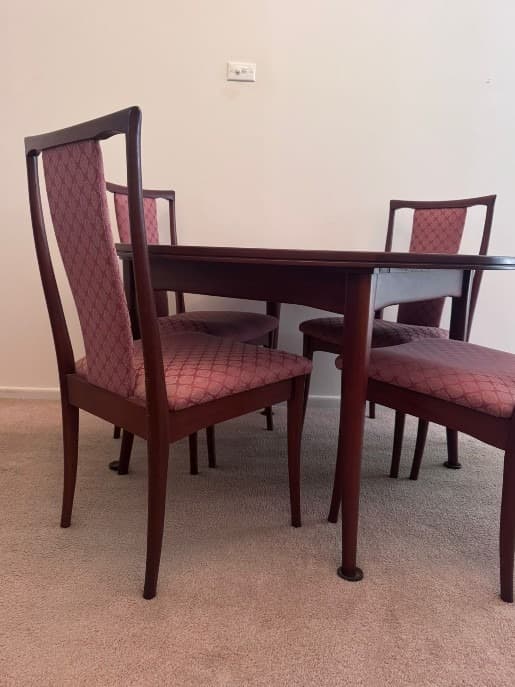 Authentic Parker Mid-Century Modern Dining Table & Chairs Set Walnut Extension — photo 5 of 7