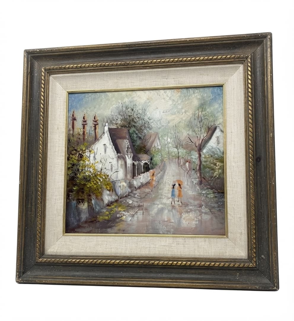 Autumn Showers Framed Oil Painting European Street Scene — photo 1 of 4