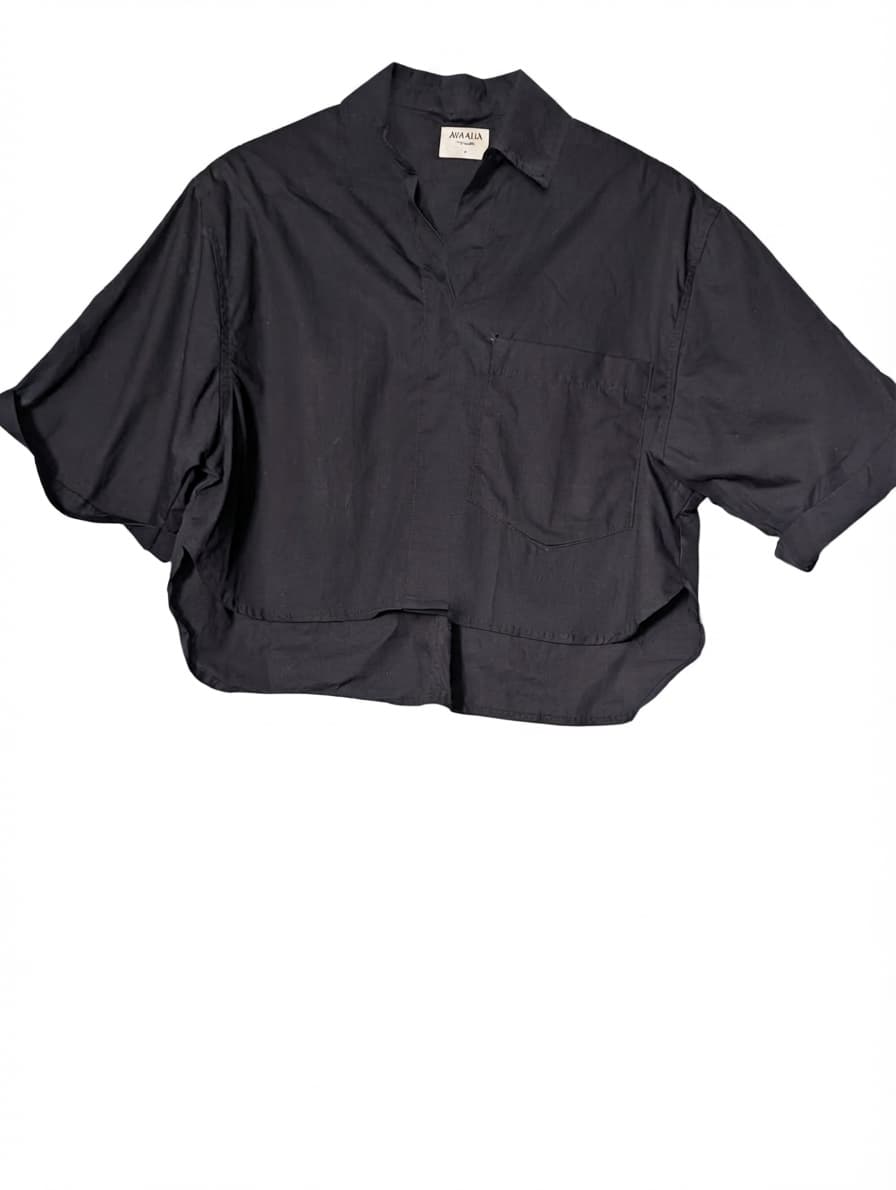 Avaalia The Label Cropped Button-Down Shirt Black Size S — photo 1 of 7