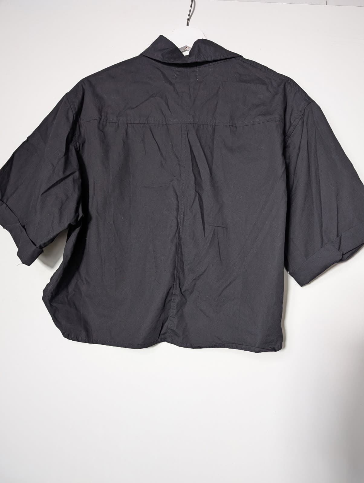 Avaalia The Label Cropped Button-Down Shirt Black Size S — photo 5 of 7