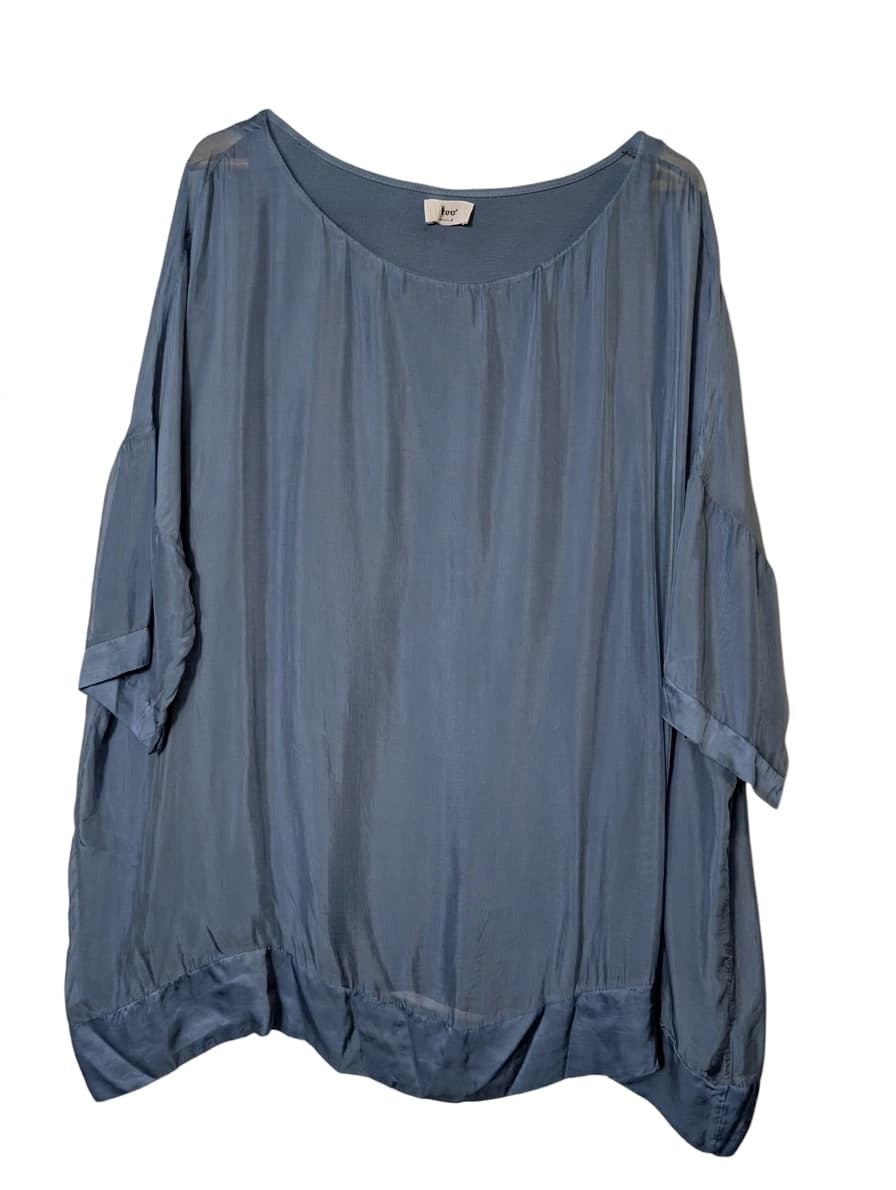 B.yu Silk Blend Oversized Blouse Blue Size M — photo 1 of 8