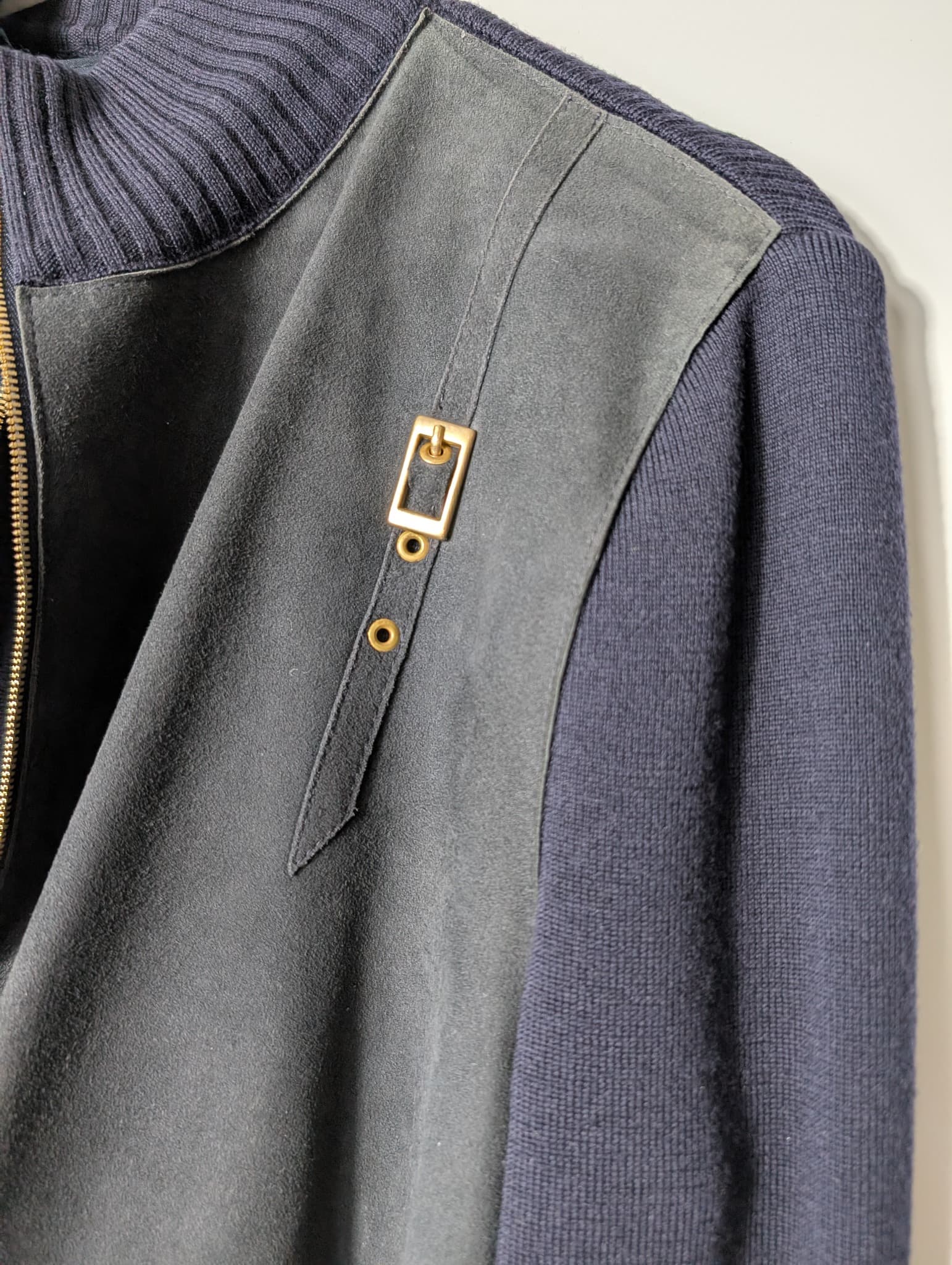 Basler Weekend Wool and Suede Zip-Up Jacket Navy EU 38 UK 12 — photo 2 of 9