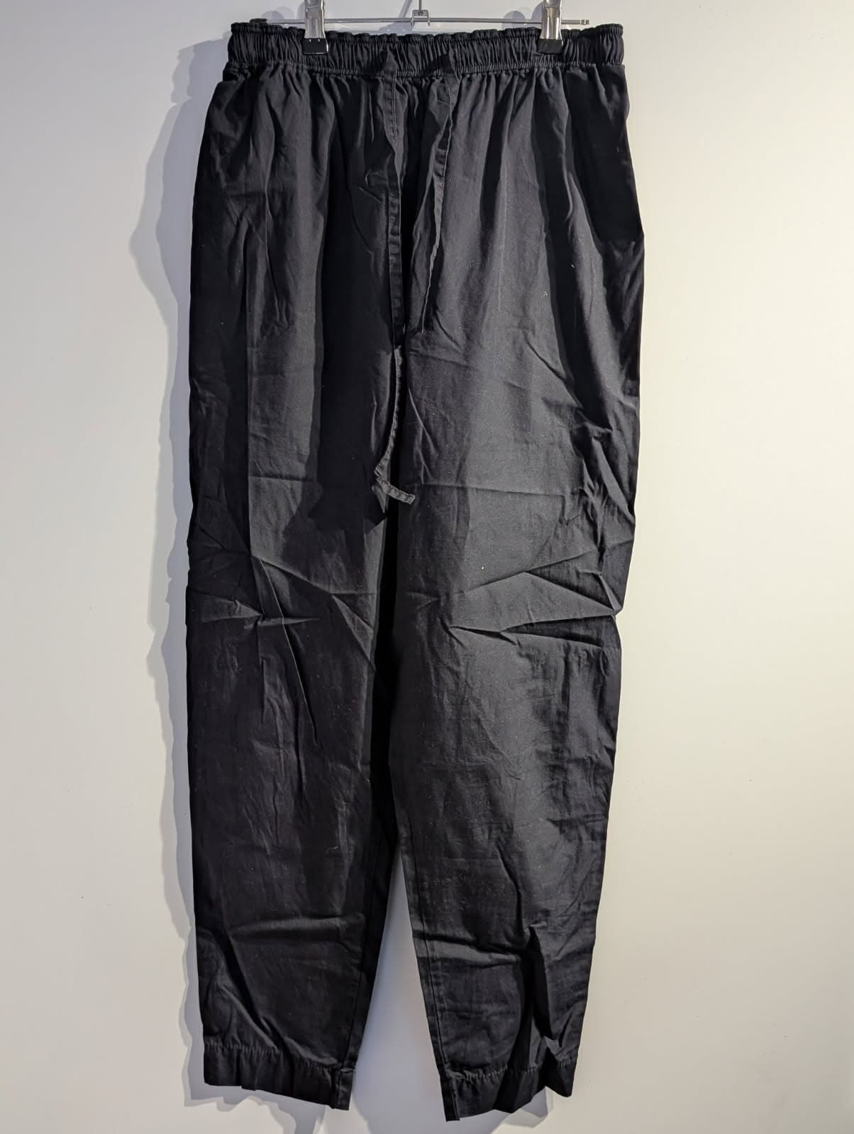 Bassike Black Organic Cotton Elastic Waist Drawstring Casual Pants — photo 6 of 9
