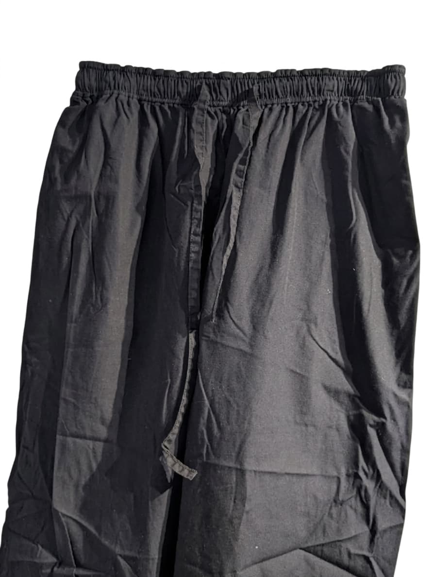 Bassike Black Organic Cotton Elastic Waist Drawstring Casual Pants — photo 2 of 9