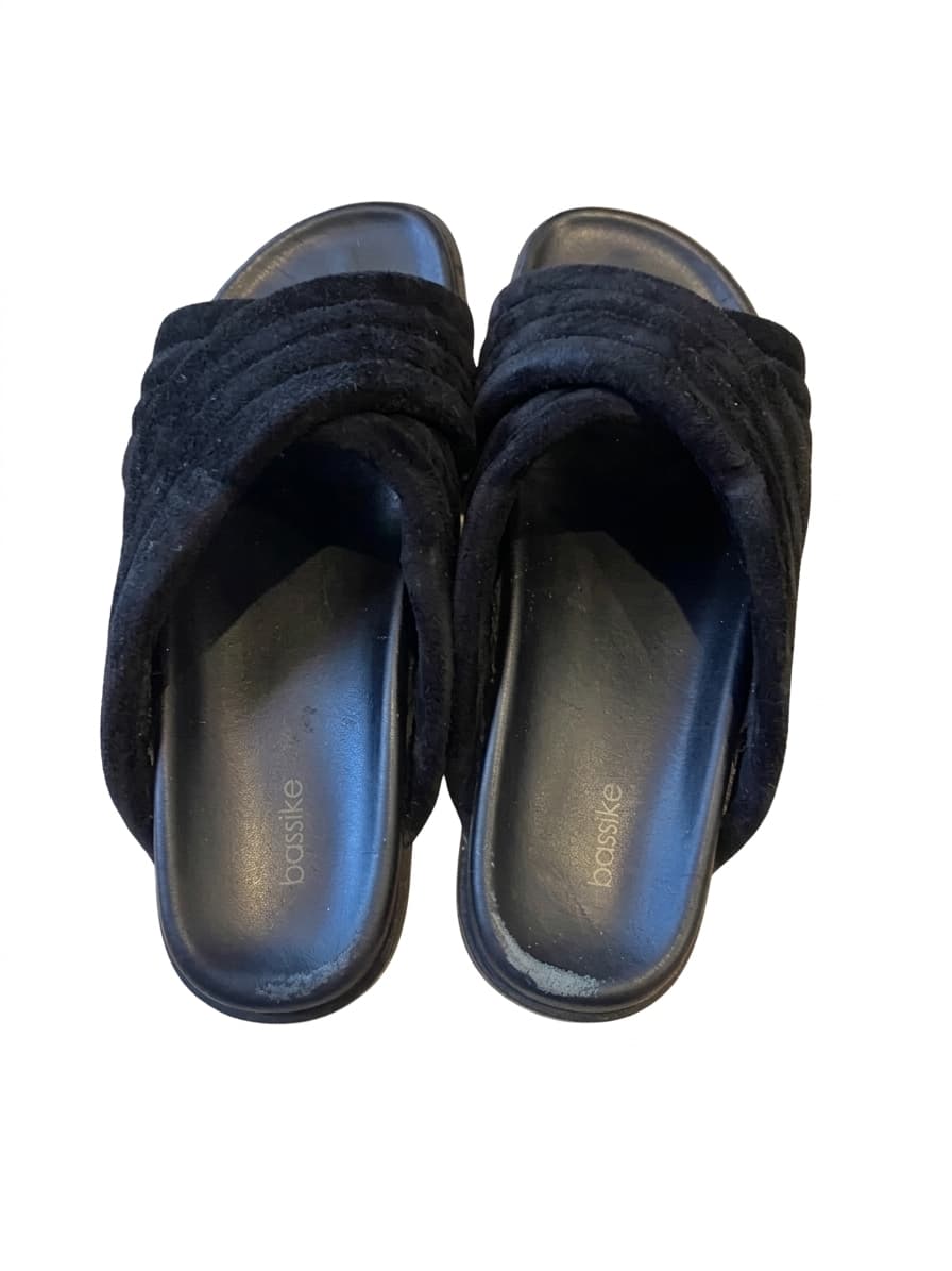 Bassike Black Quilted Suede Slides — photo 1 of 7