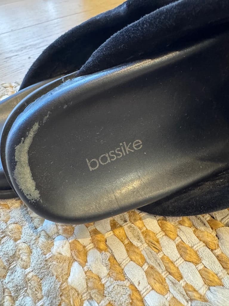 Bassike Black Quilted Suede Slides — photo 2 of 7