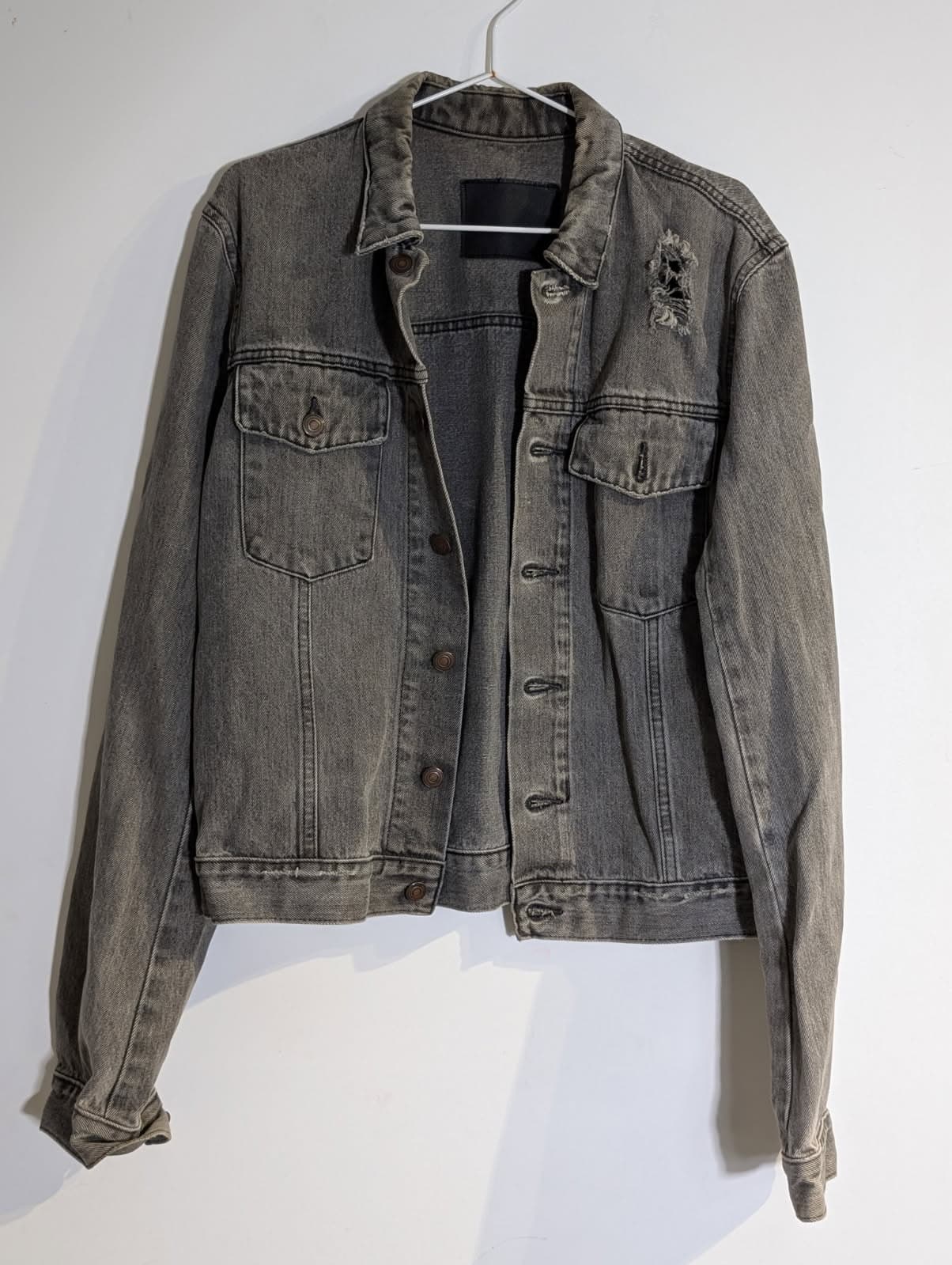 Bassike Denim Jacket - Distressed Grey Made In Japan — photo 2 of 7