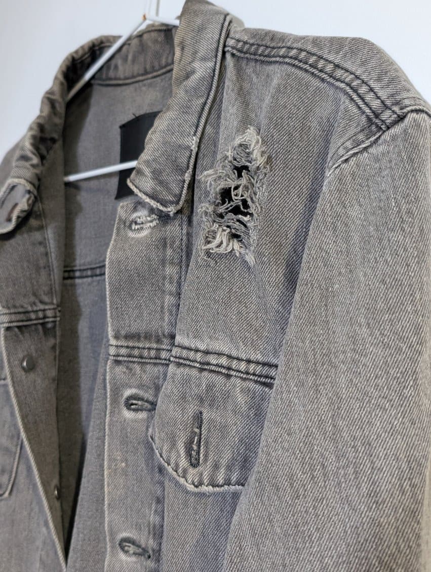 Bassike Denim Jacket - Distressed Grey Made In Japan — photo 3 of 7