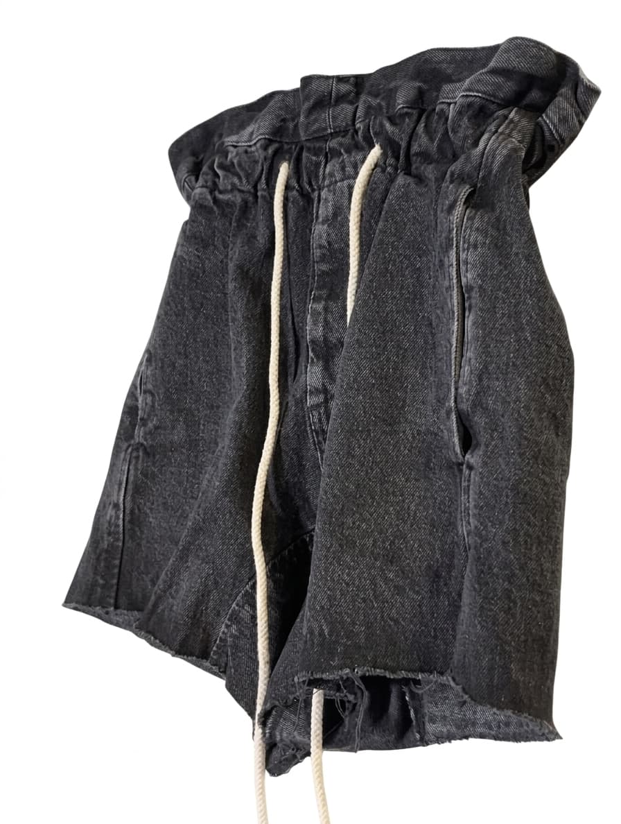 Bassike Denim Mini Paper Bag Shorts - Black Rinse Wash Size S — photo 1 of 8