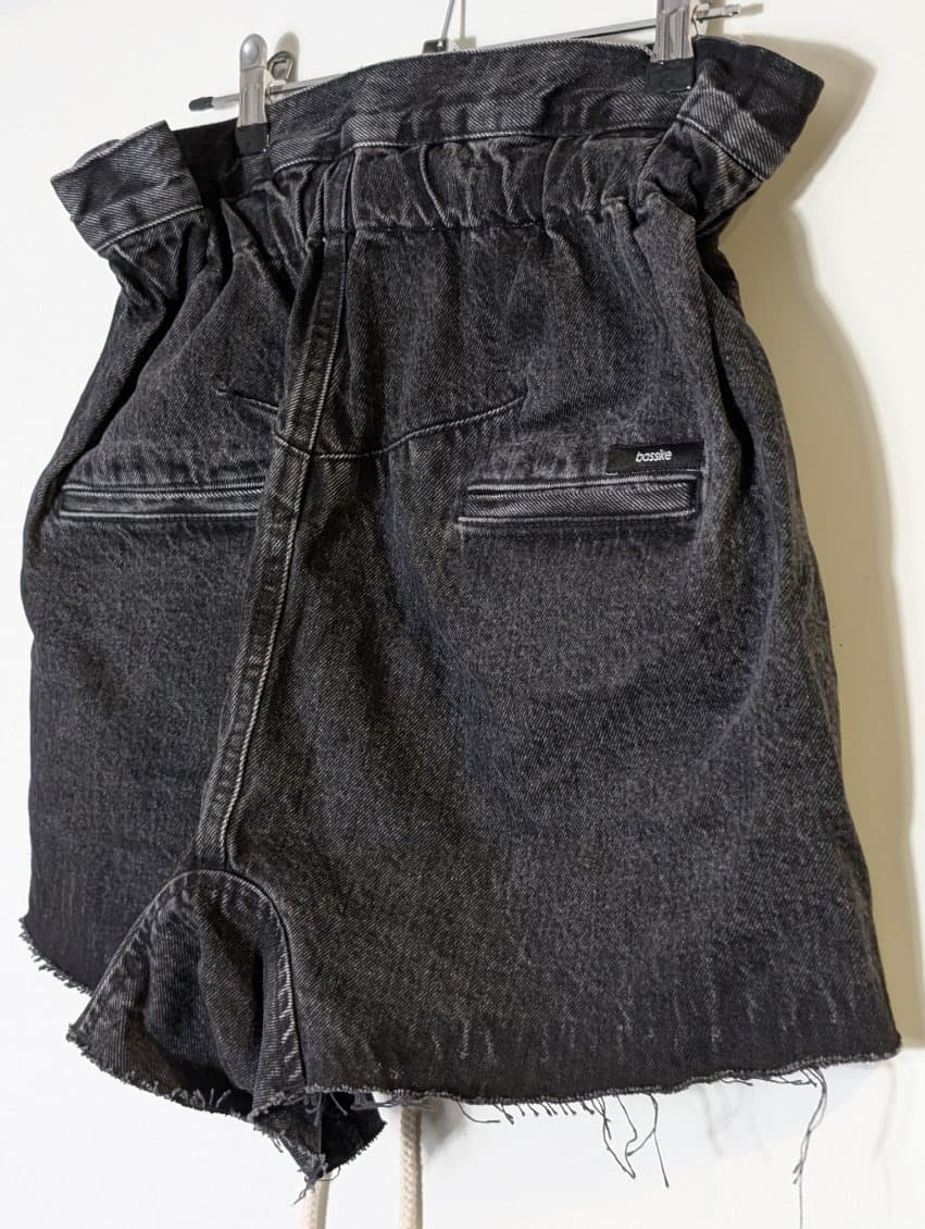 Bassike Paperbag Waist Denim Shorts Black Raw Hem — photo 6 of 6