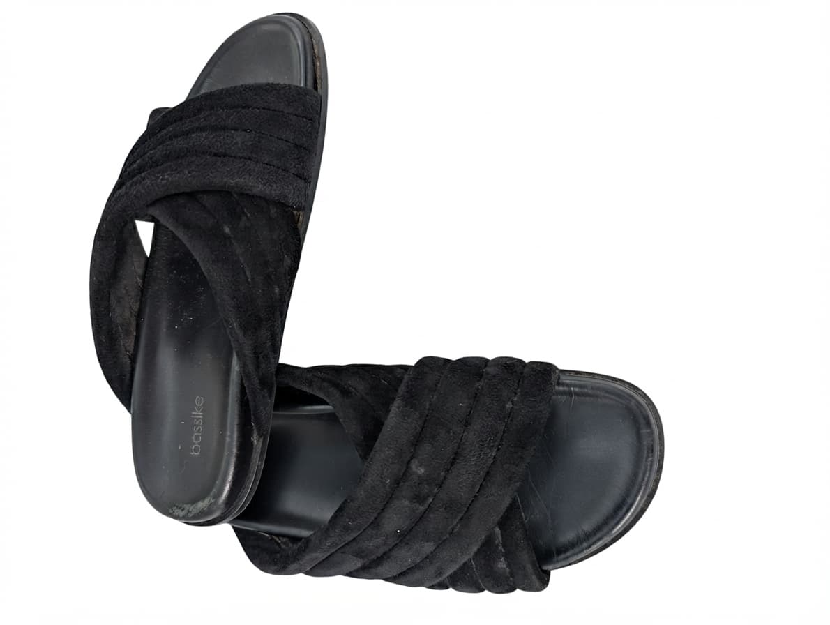 Bassike Quilted Suede Cross Over Slides Black Women's Size 40 — photo 1 of 7
