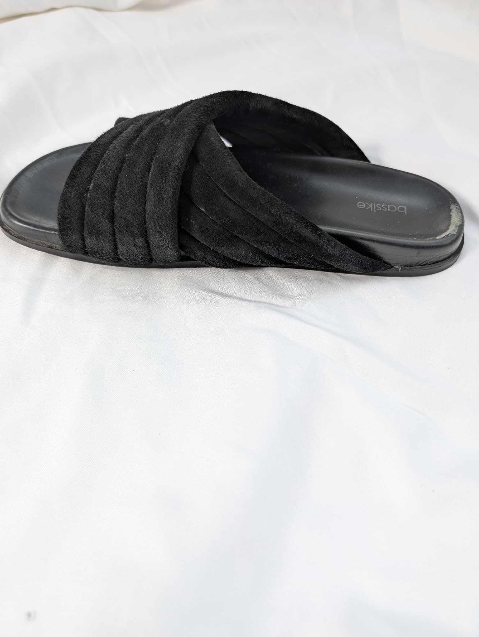 Bassike Quilted Suede Cross Over Slides Black Women's Size 40 — photo 2 of 7