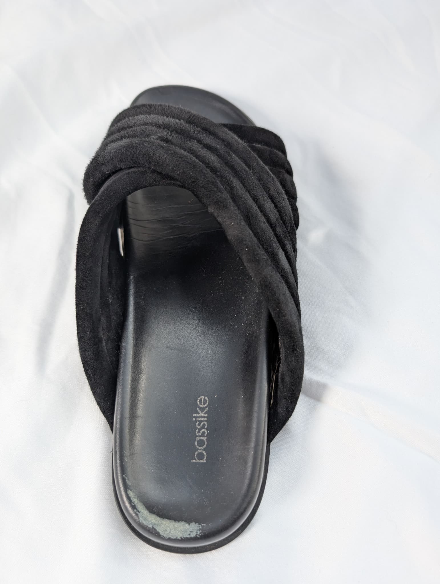 Bassike Quilted Suede Cross Over Slides Black Women's Size 40 — photo 3 of 7
