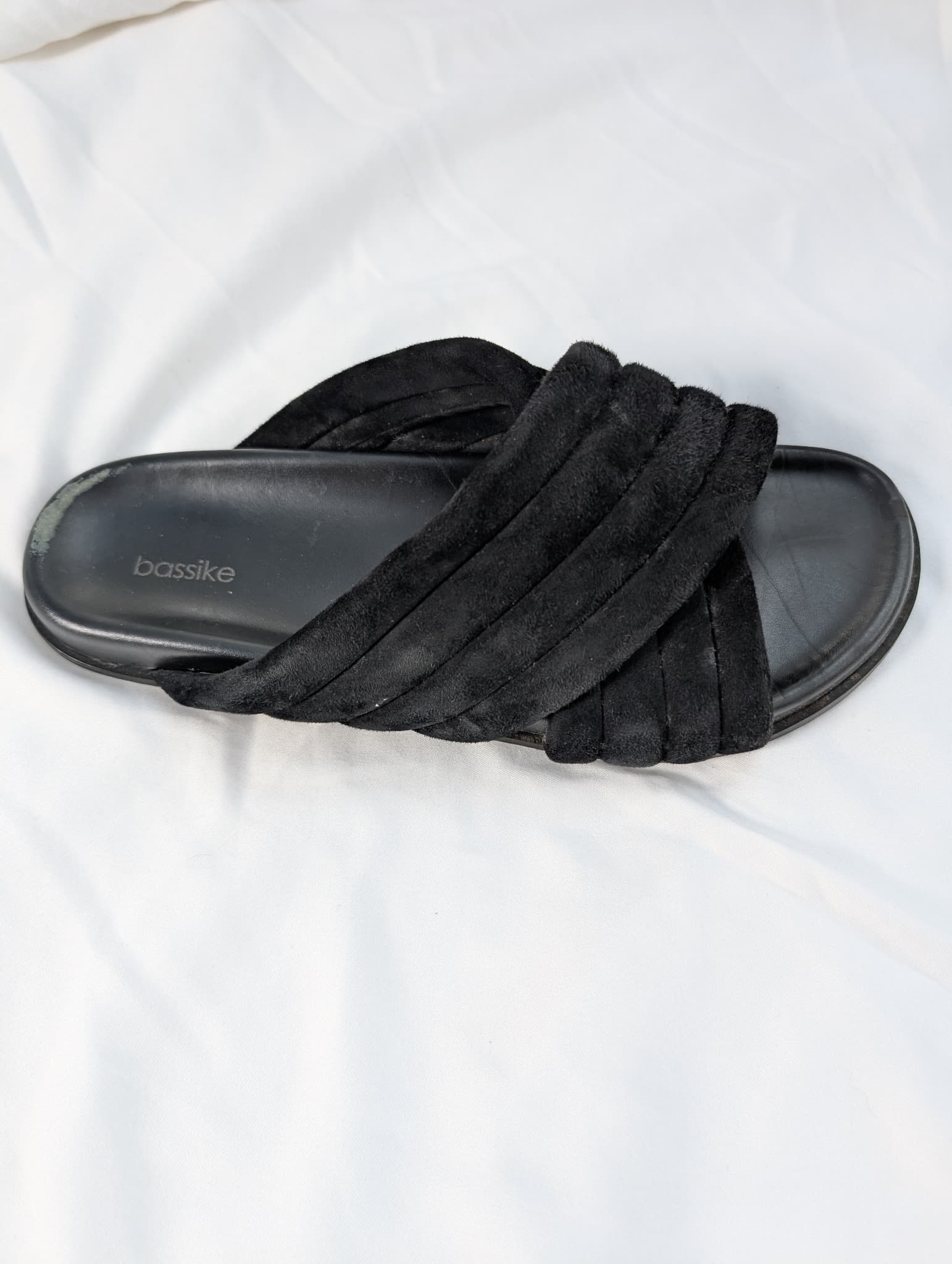 Bassike Quilted Suede Cross Over Slides Black Women's Size 40 — photo 4 of 7