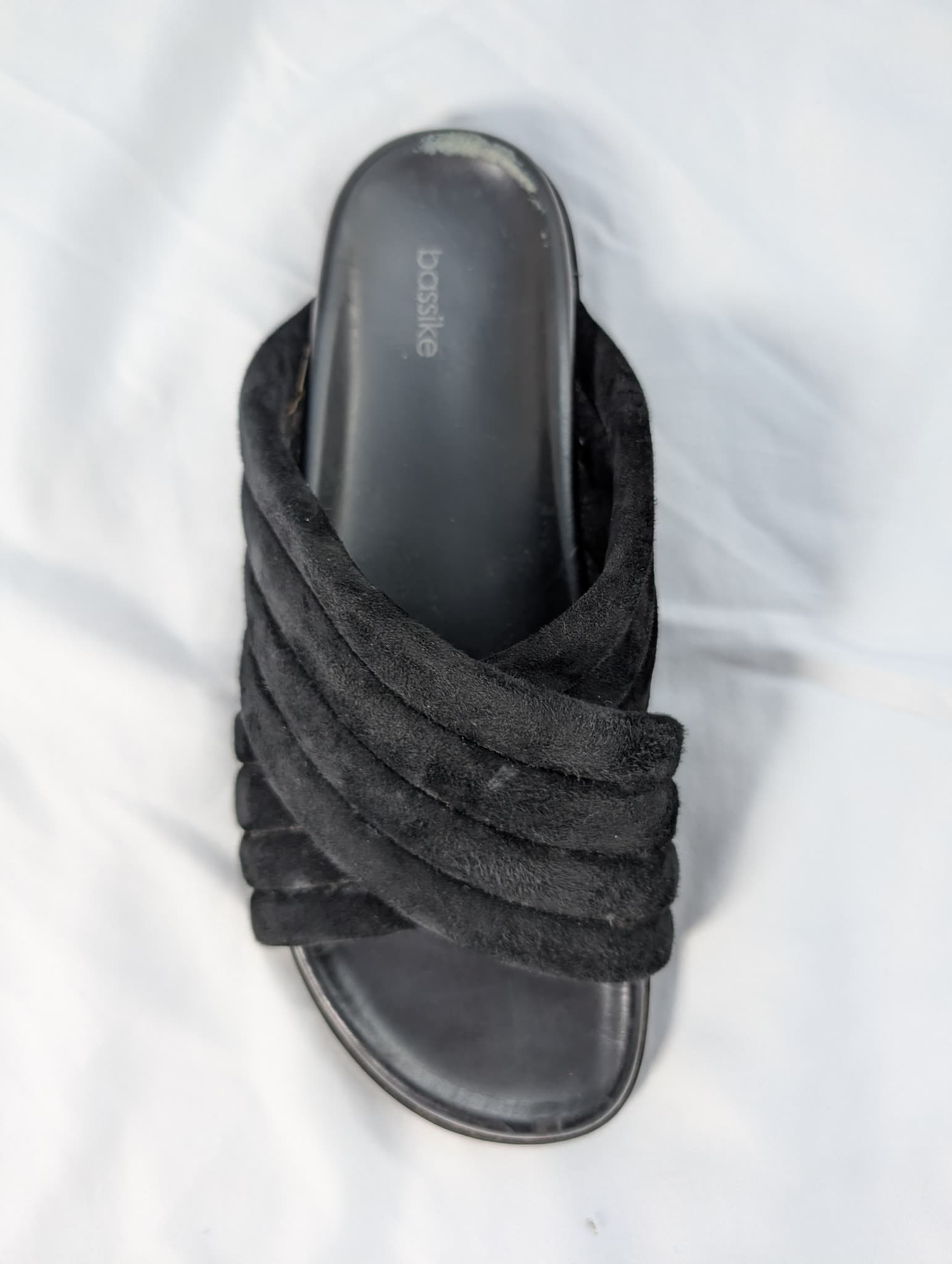 Bassike Quilted Suede Cross Over Slides Black Women's Size 40 — photo 5 of 7