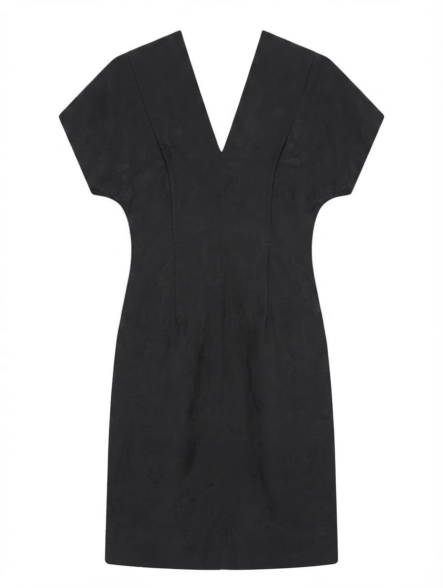 Bassike V-Neck Textured Shift Dress Black Size 0