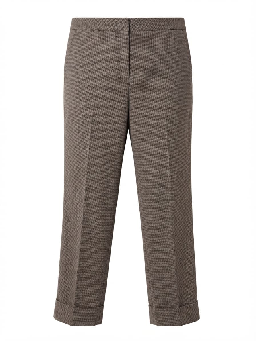 Bianca Spender Micro-Houndstooth Cuffed Trousers Brown Size 12 — photo 1 of 7
