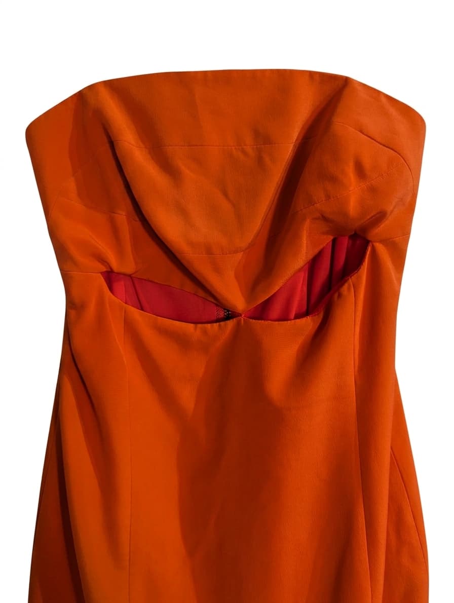 Bianca Spender Strapless Cut-Out Midi Dress Orange — photo 1 of 7