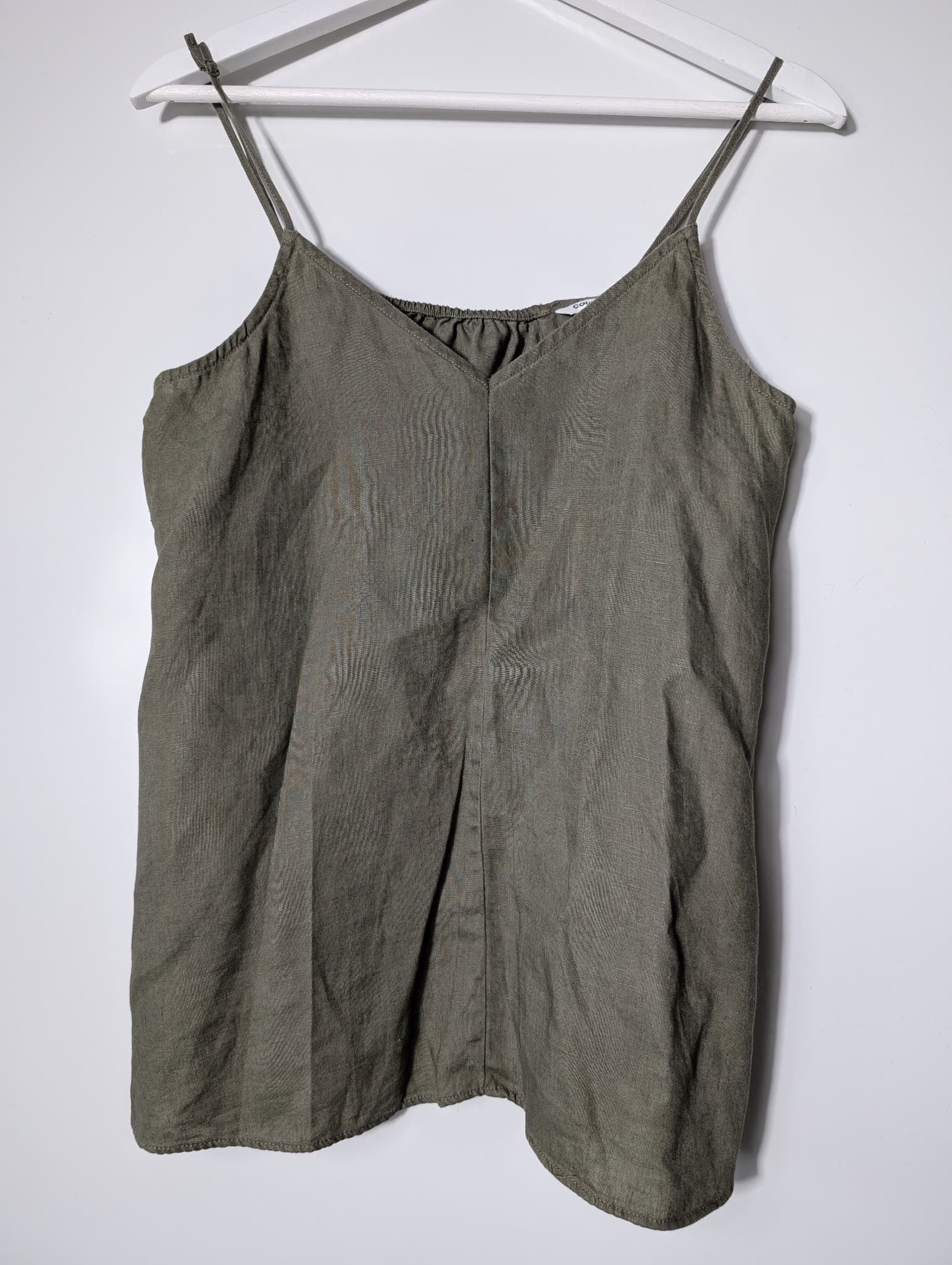 Billabong Linen Blend Cami Tank Top Olive Green Size 10 — photo 6 of 11