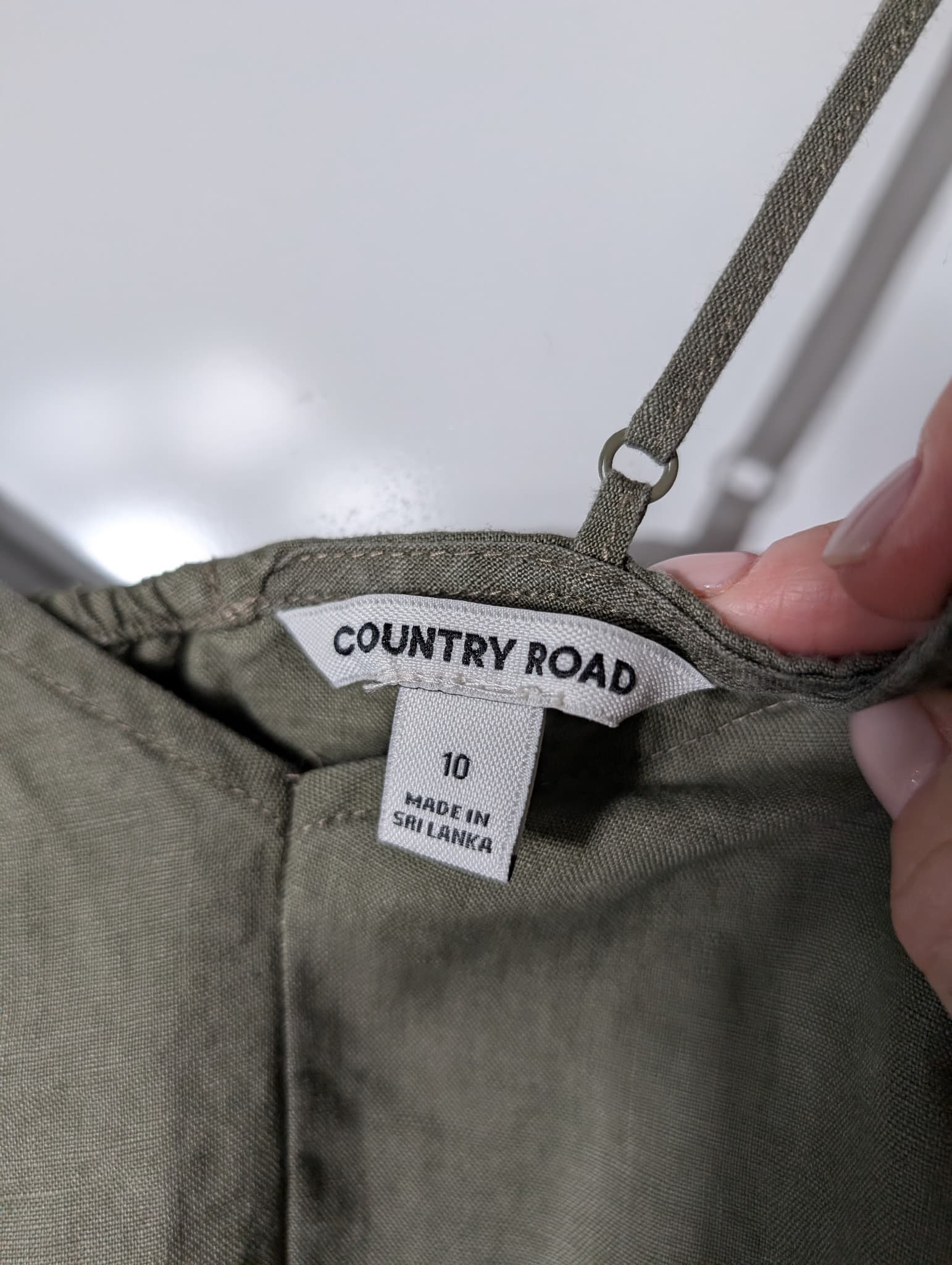 Billabong Linen Blend Cami Tank Top Olive Green Size 10 — photo 8 of 11