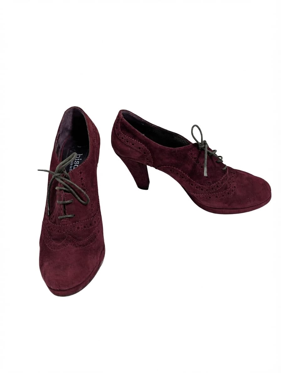 Bisanti Brogue Oxford Heels Burgundy Suede EU 38.5 — photo 1 of 8