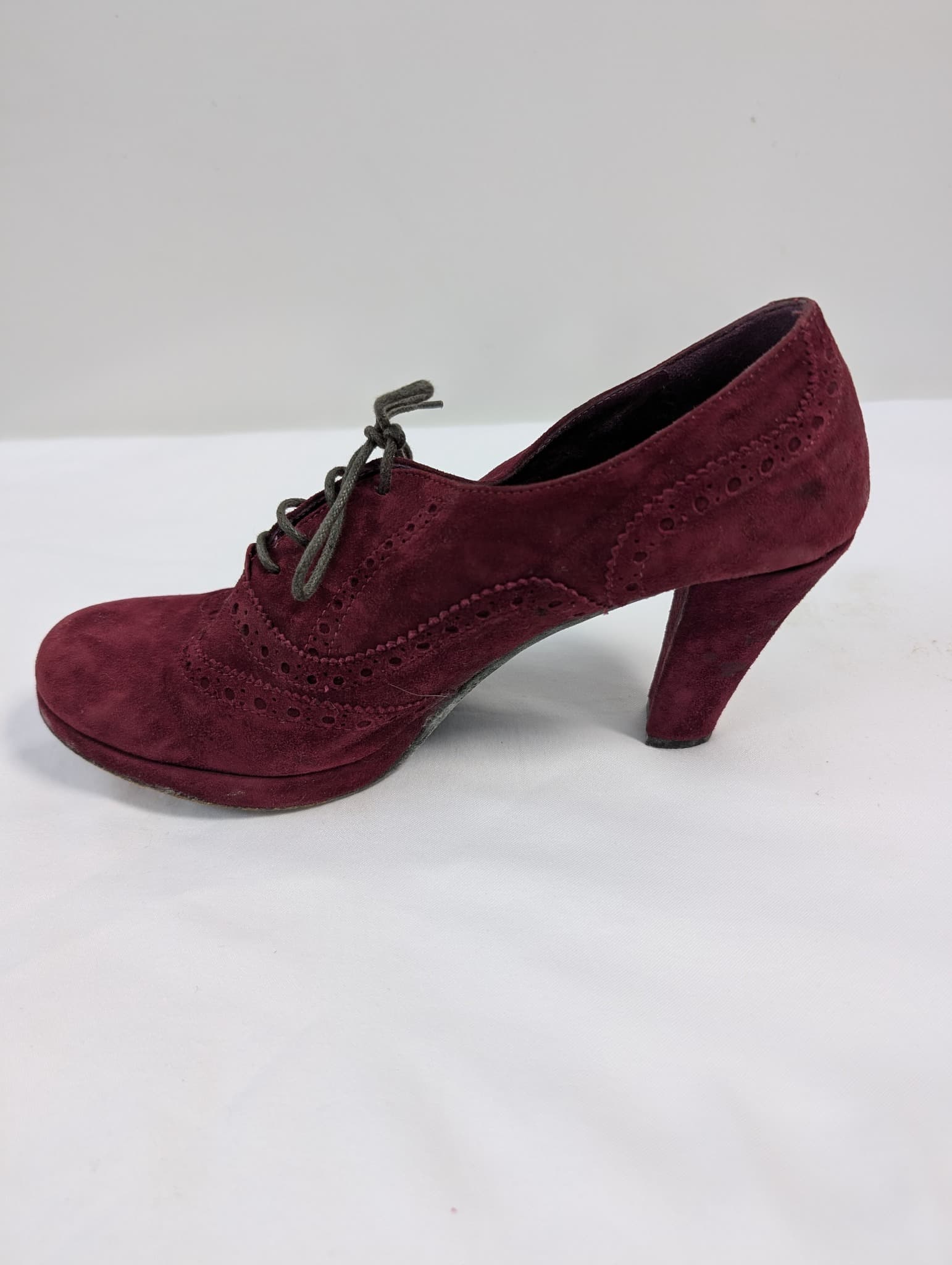 Bisanti Brogue Oxford Heels Burgundy Suede EU 38.5 — photo 3 of 8