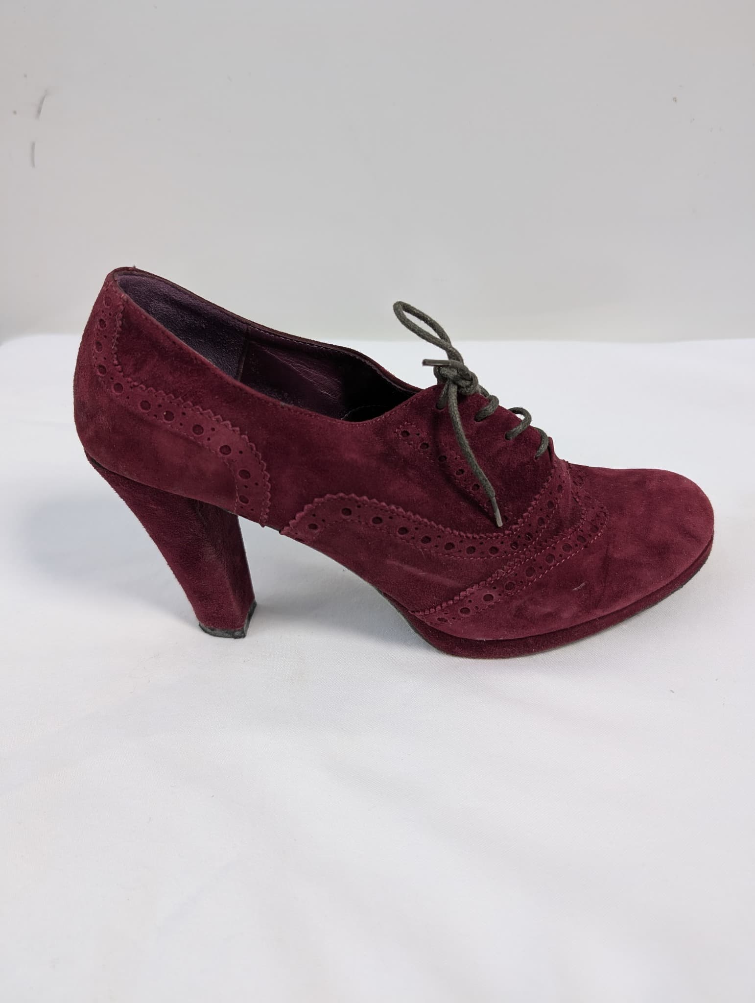 Bisanti Brogue Oxford Heels Burgundy Suede EU 38.5 — photo 5 of 8