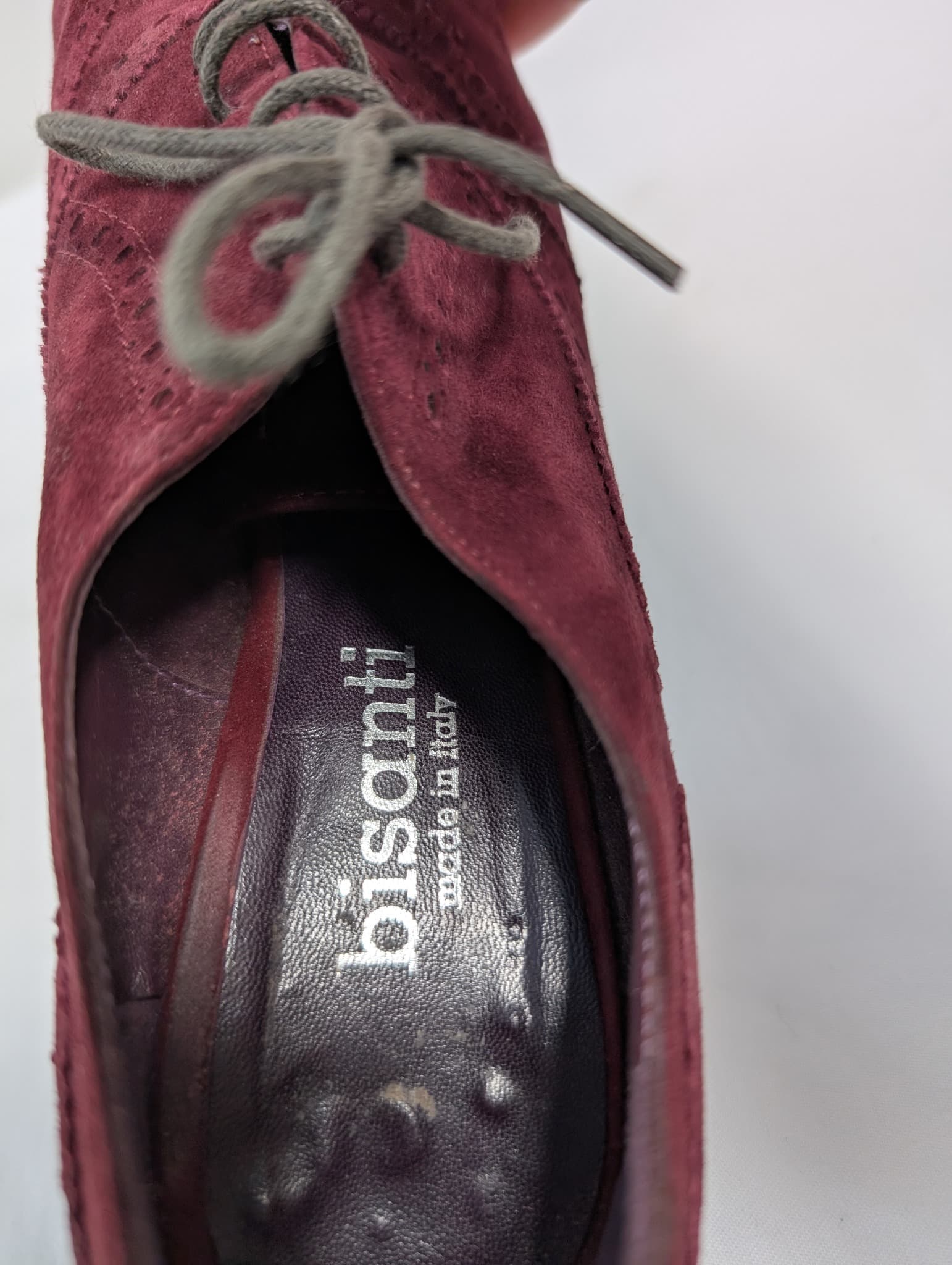 Bisanti Brogue Oxford Heels Burgundy Suede EU 38.5 — photo 6 of 8