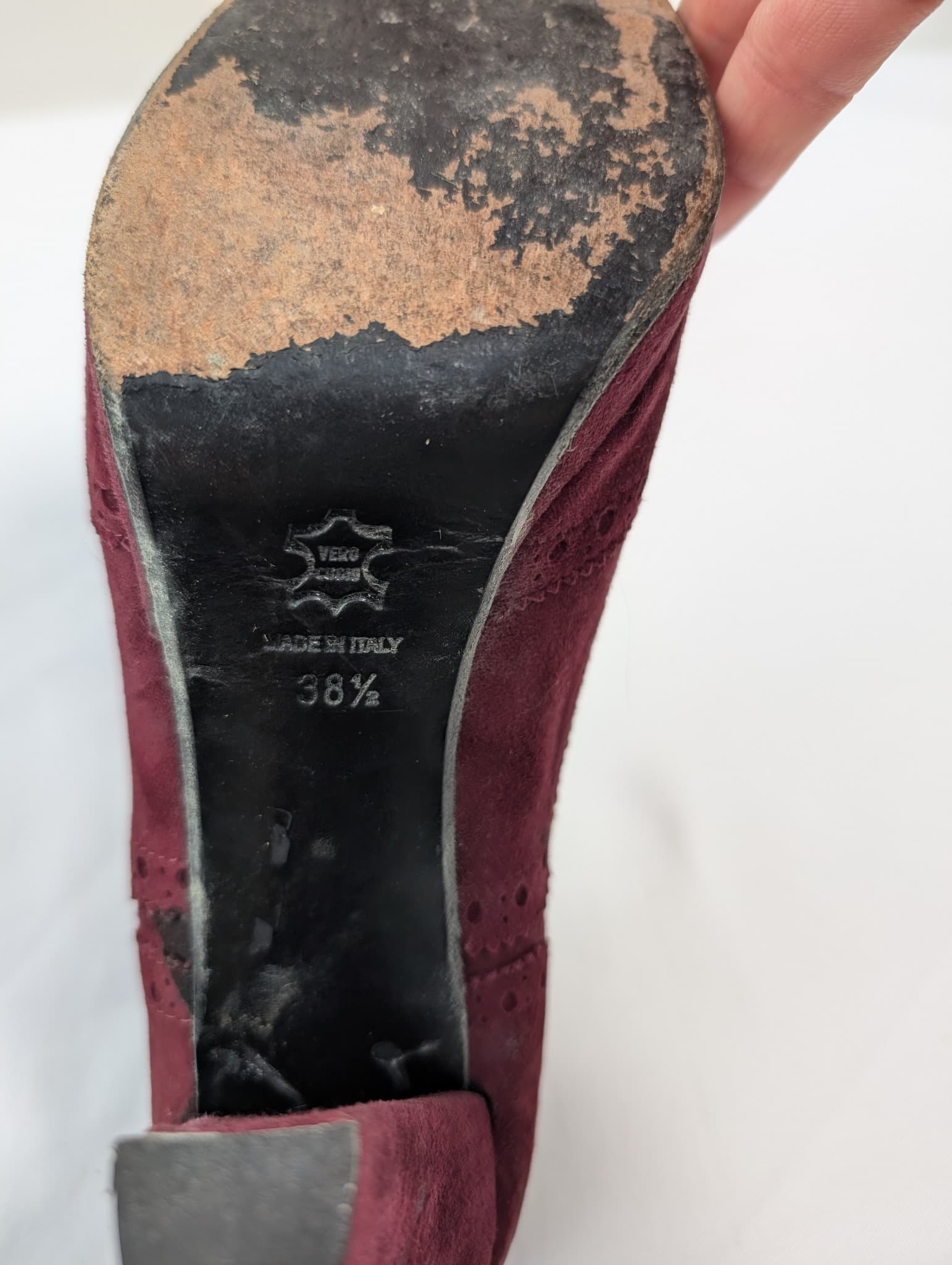 Bisanti Brogue Oxford Heels Burgundy Suede EU 38.5 — photo 7 of 8