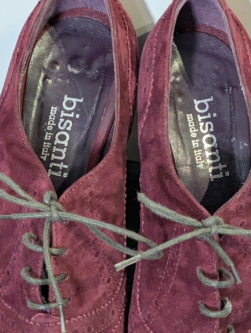 Bisanti Burgundy Suede Brogue Heeled Ankle Boots - EU 38.5 — photo 3 of 8