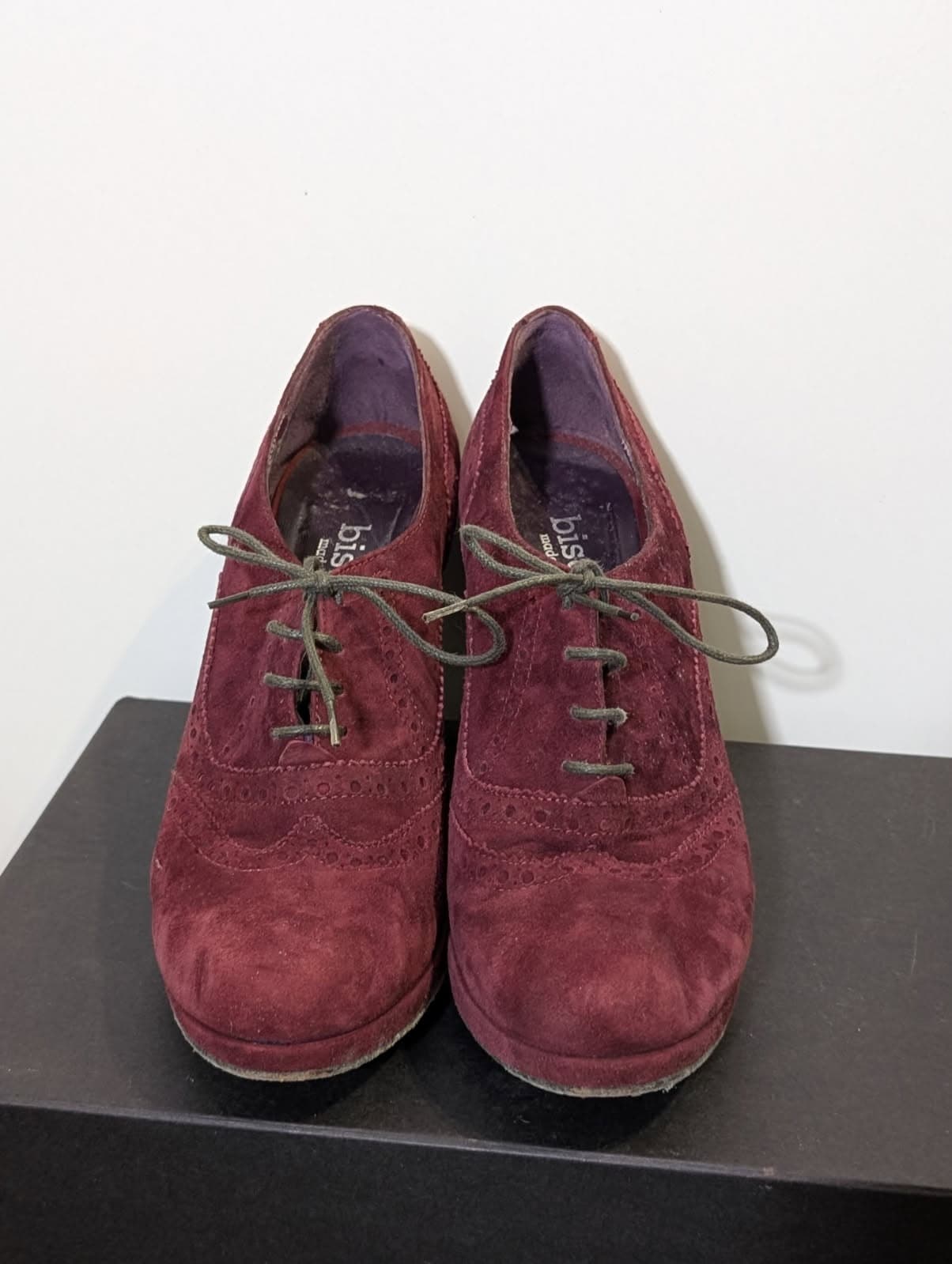 Bisanti Burgundy Suede Brogue Heeled Ankle Boots - EU 38.5 — photo 4 of 8