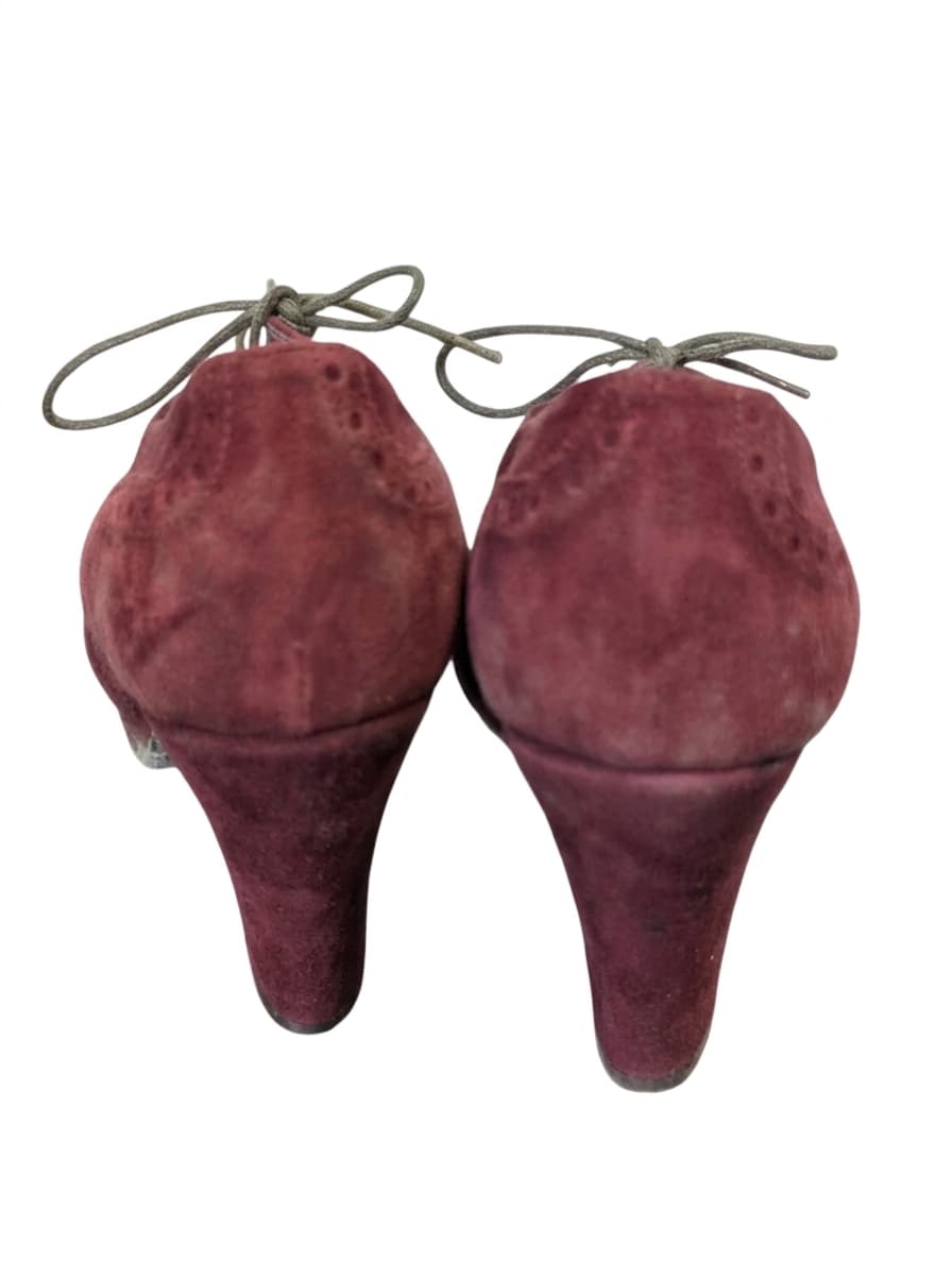 Bisanti Burgundy Suede Brogue Heeled Ankle Boots - EU 38.5 — photo 2 of 8