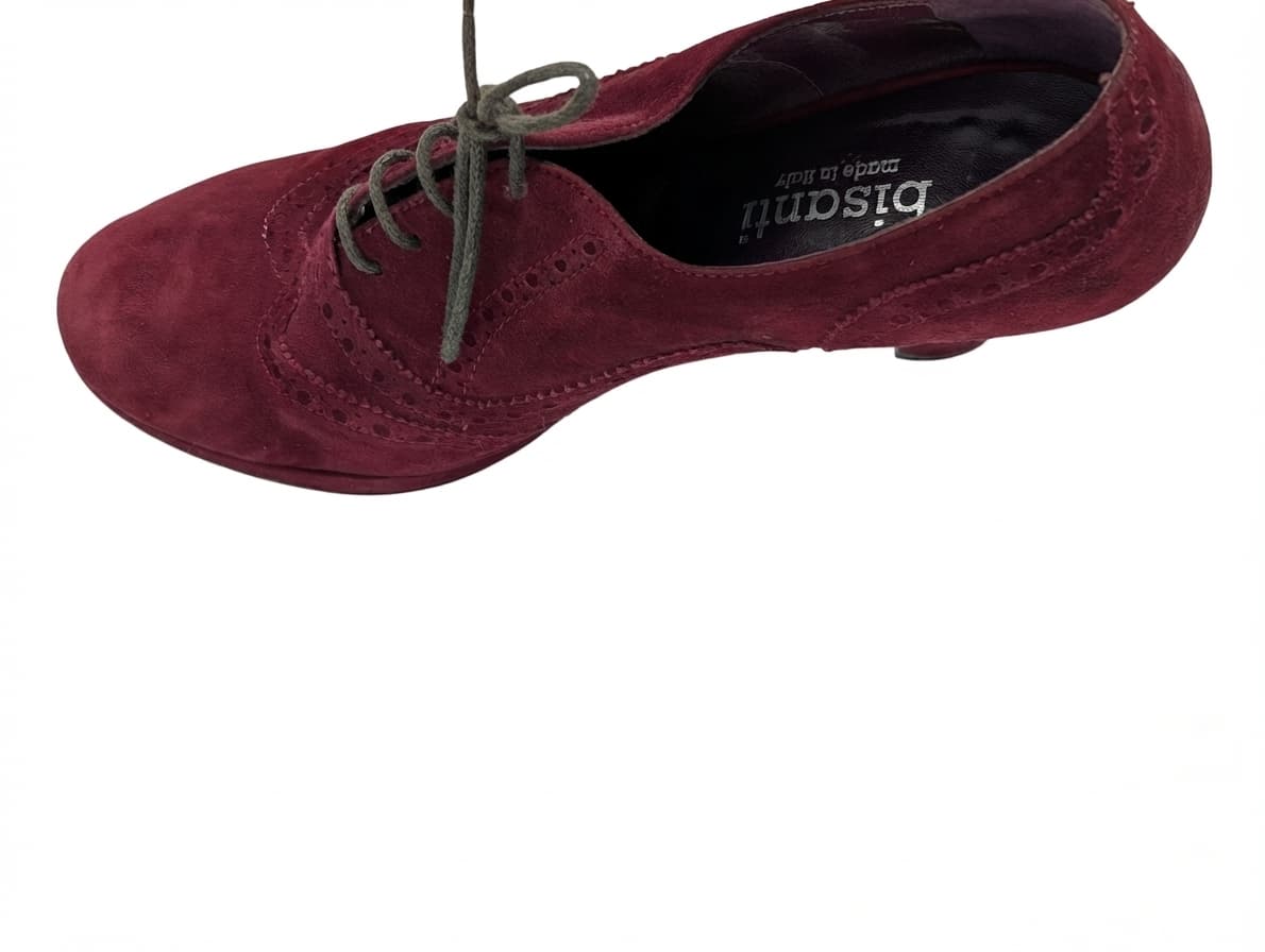 Bisanti Suede Brogue Oxford Heels Burgundy