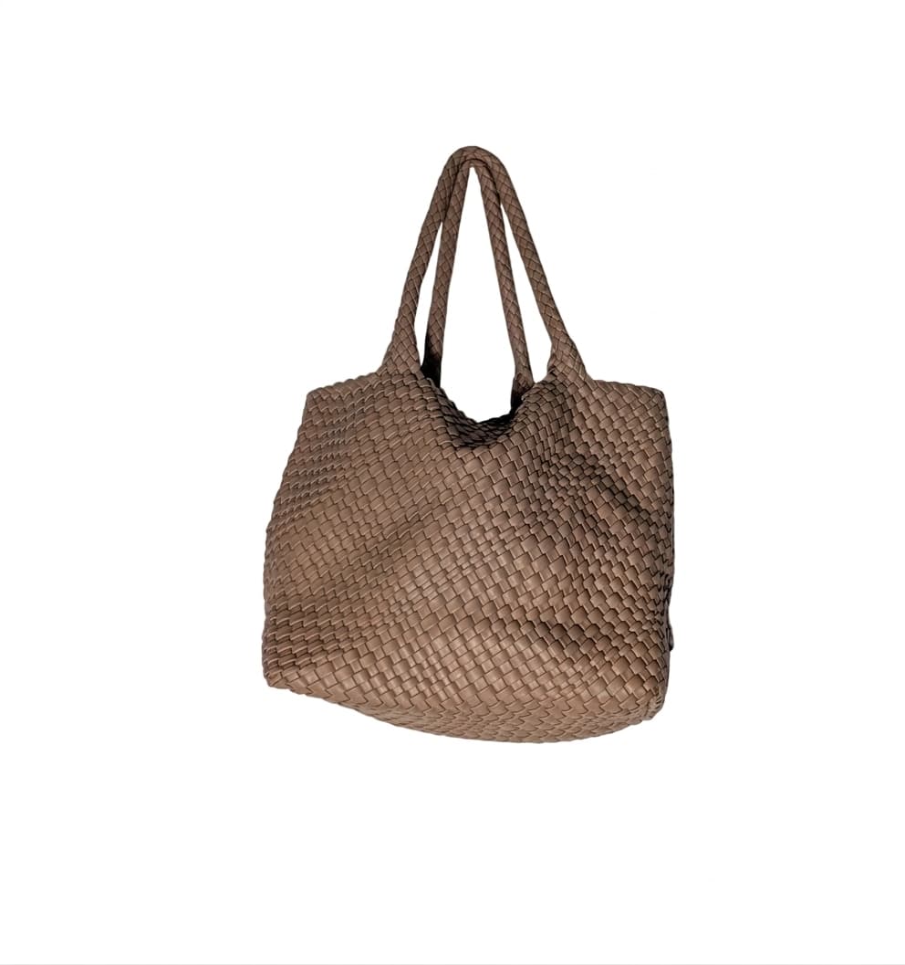 Black Caviar Beige Woven Leather Handbag with Detachable Strap — photo 1 of 9