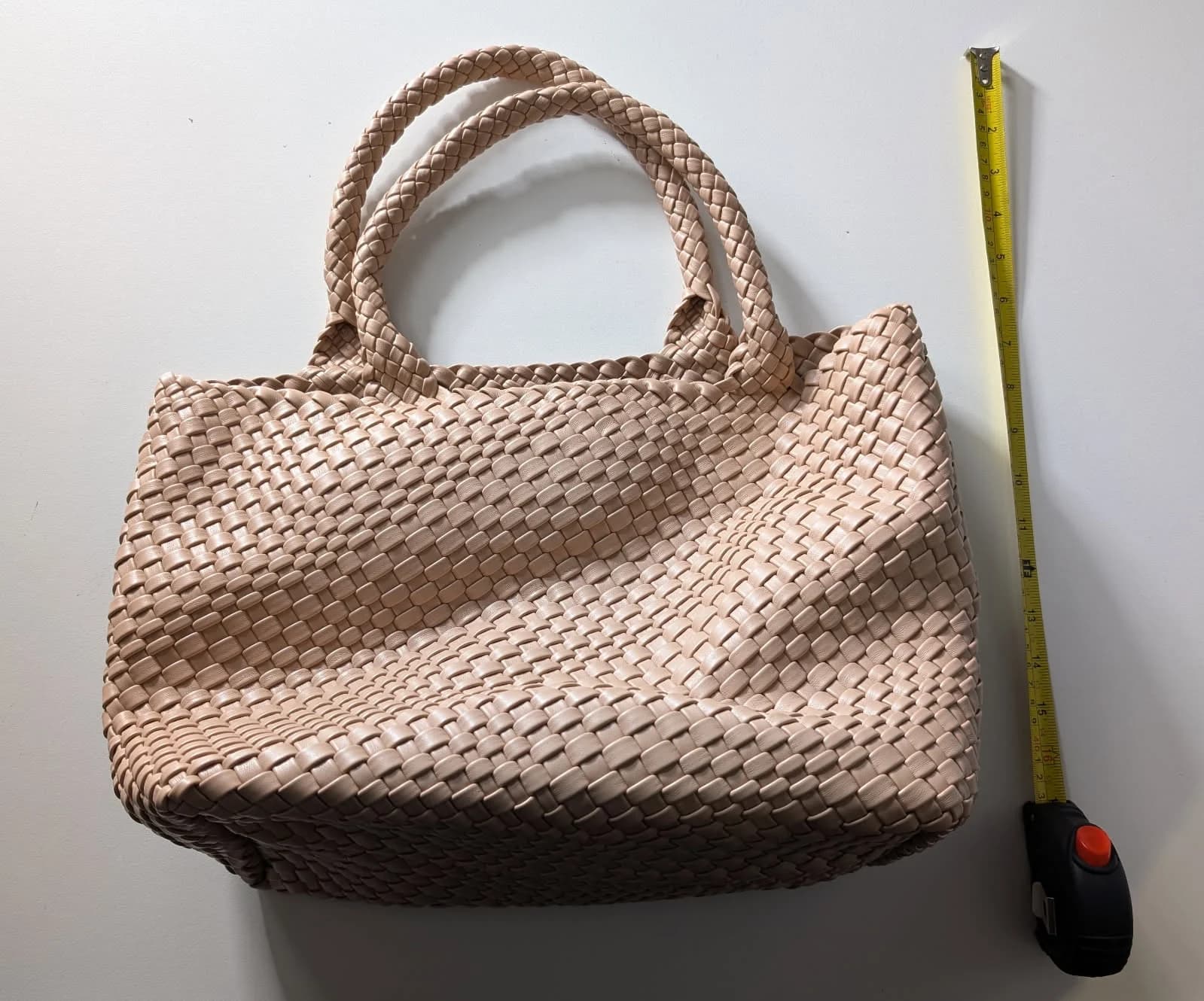Black Caviar Beige Woven Leather Handbag with Detachable Strap — photo 7 of 9