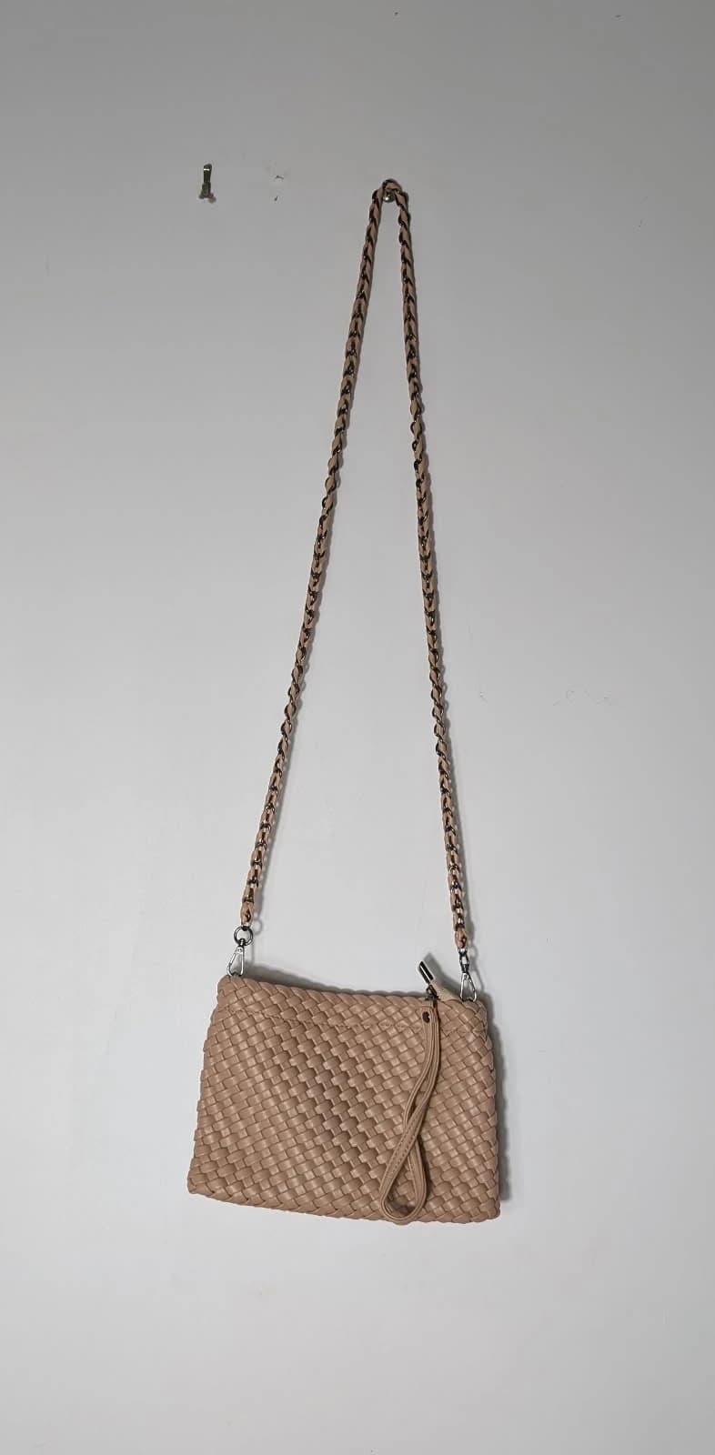 Black Caviar Beige Woven Leather Handbag with Detachable Strap — photo 9 of 9