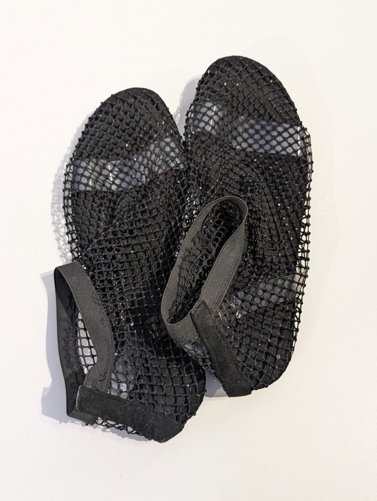 Black Mesh Fishnet Flat Sandals - Size EU 40 — photo 1 of 5