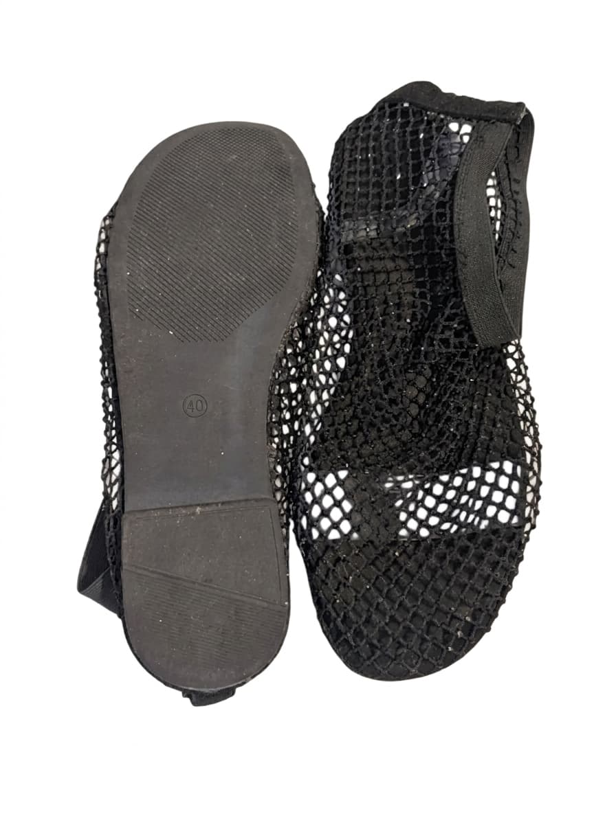 Black Mesh Fishnet Flat Sandals - Size EU 40 — photo 2 of 5