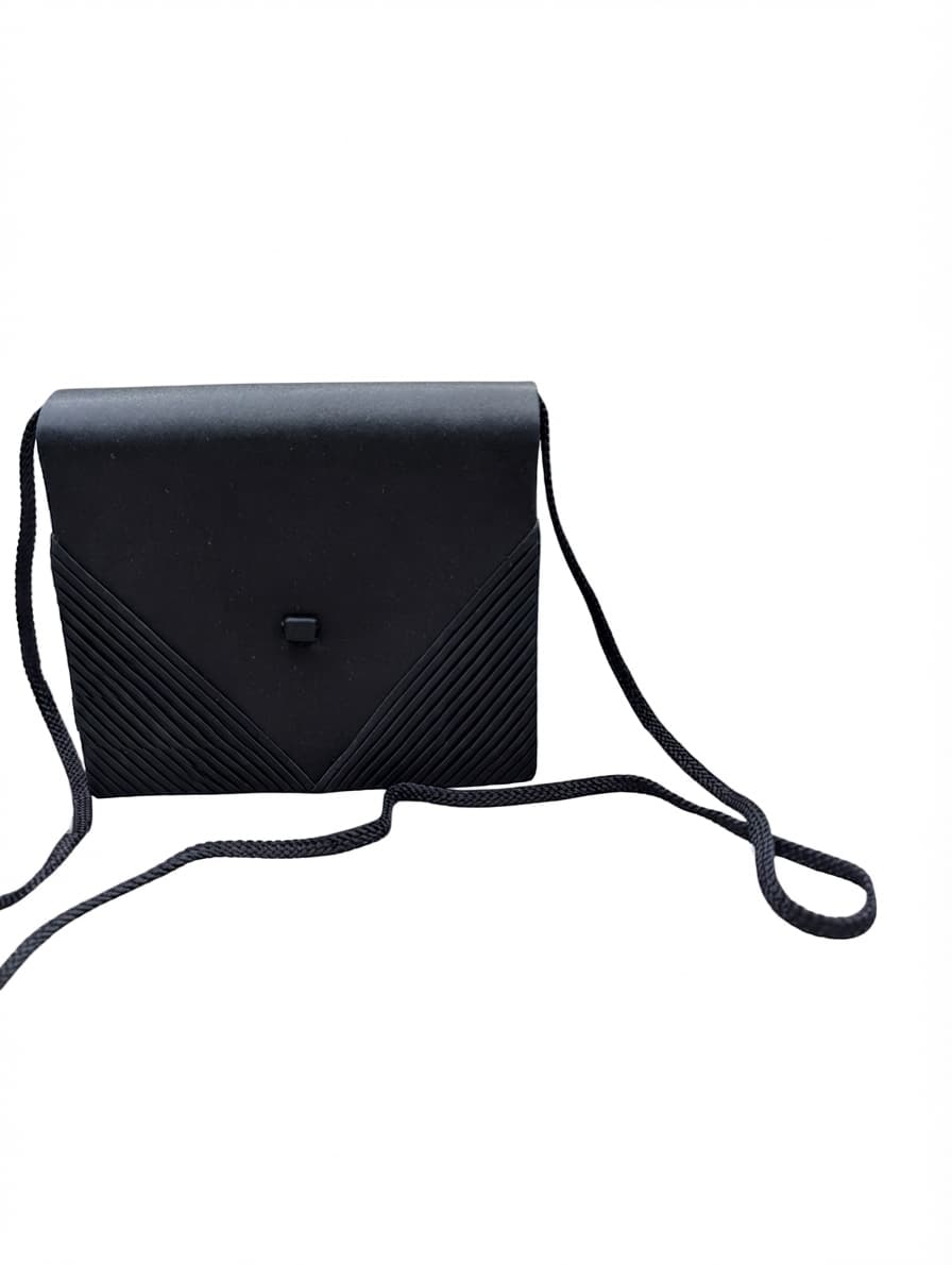 Black Satin Evening Bag Pleated Clutch — photo 1 of 8