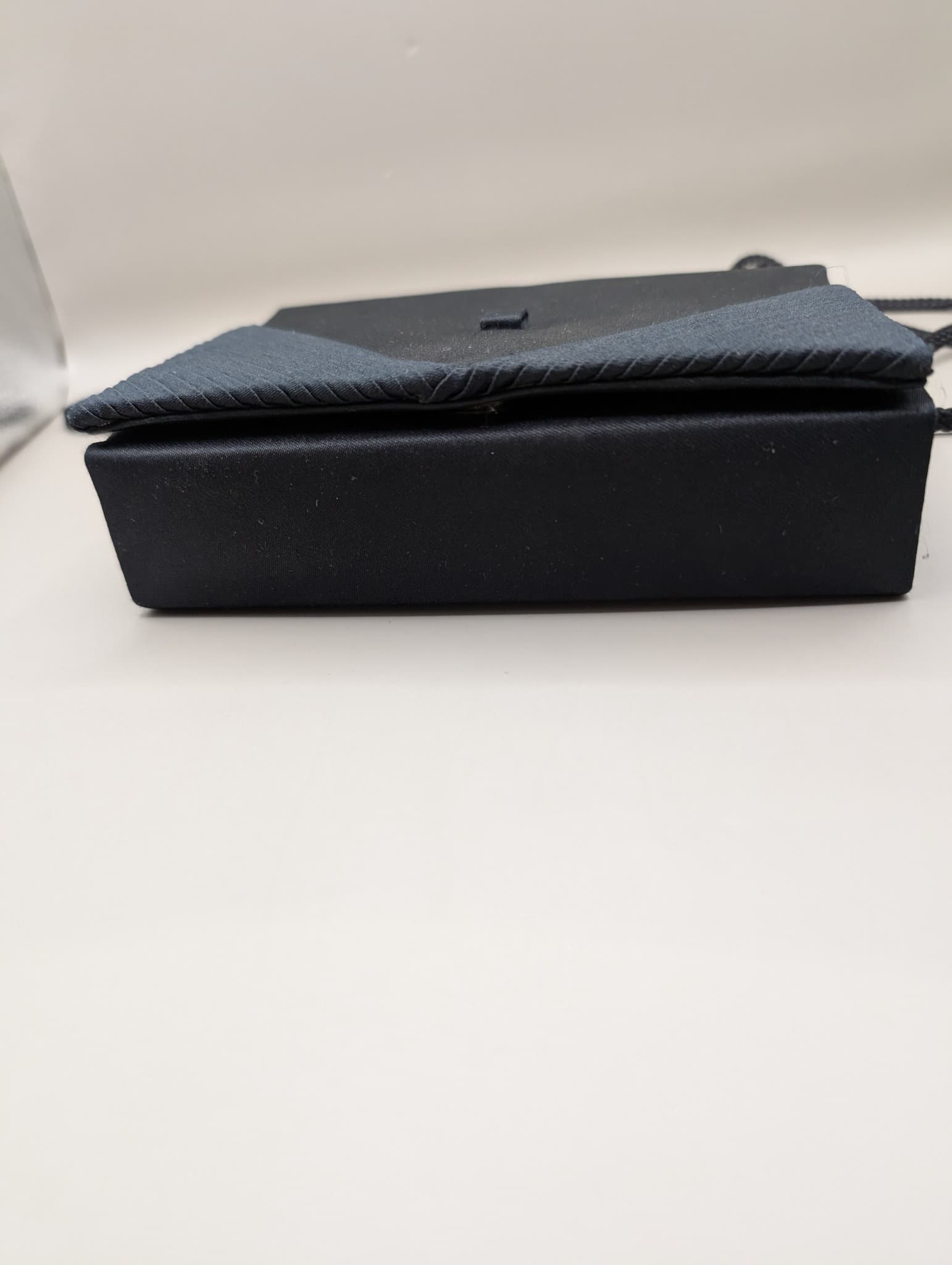 Black Satin Evening Bag Pleated Clutch — photo 3 of 8