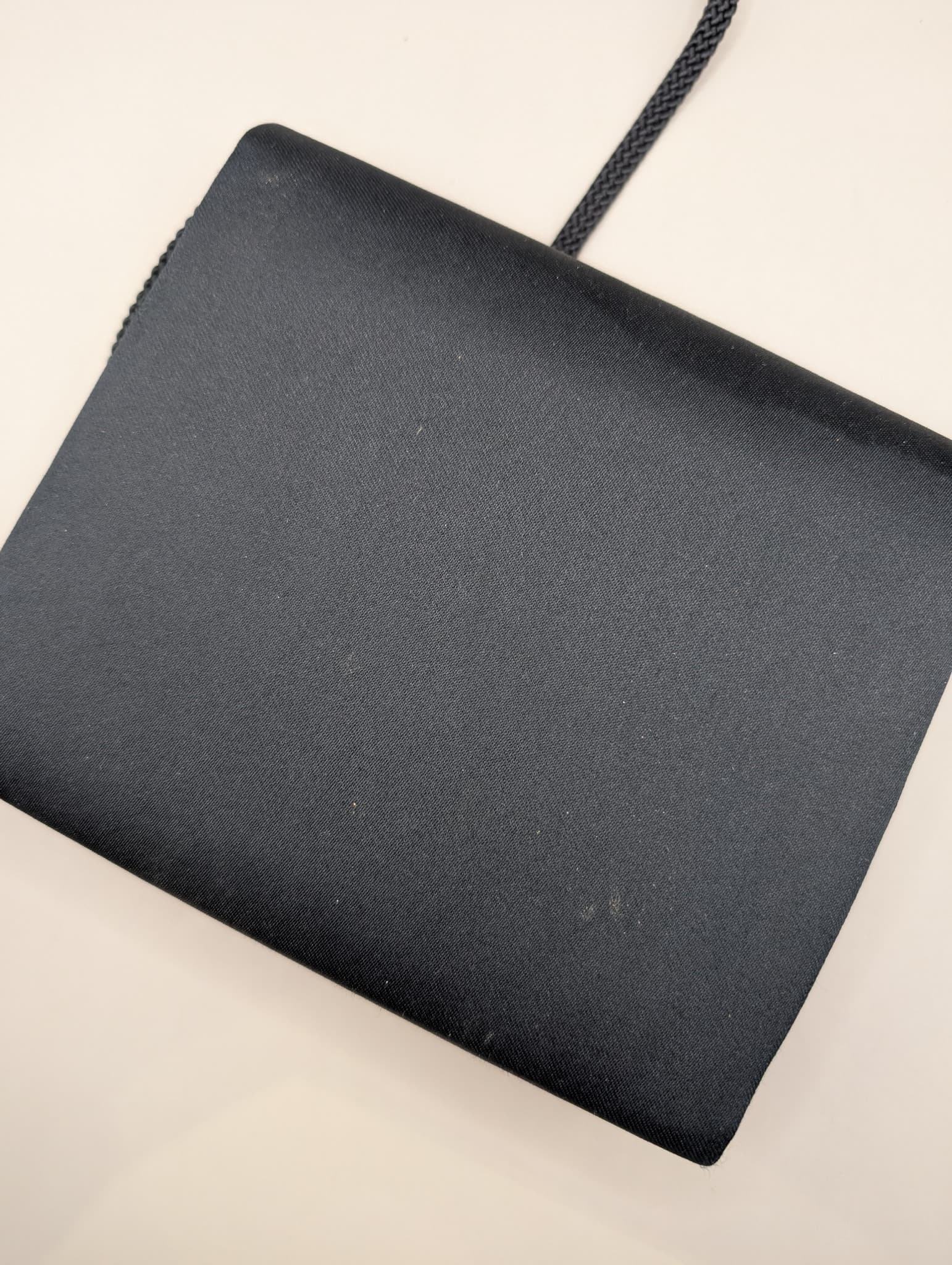 Black Satin Evening Bag Pleated Clutch — photo 4 of 8