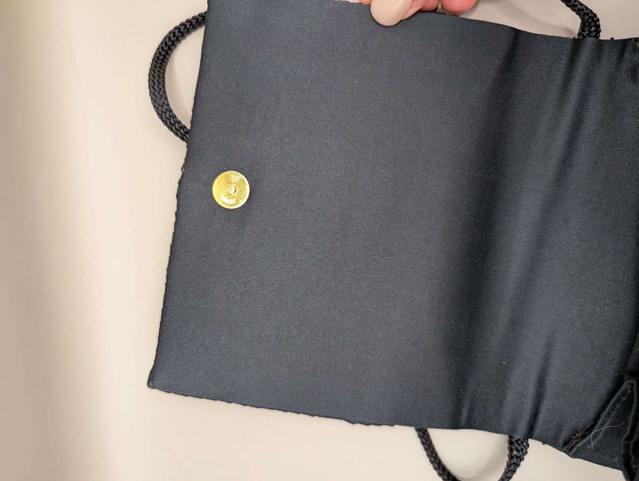 Black Satin Evening Bag Pleated Clutch — photo 6 of 8