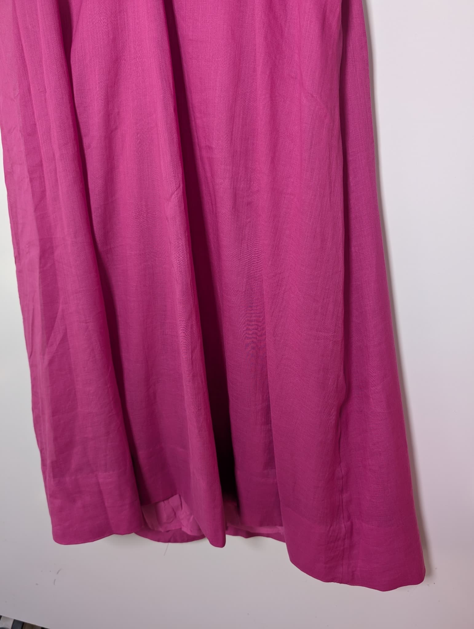 Blue Illusion Midi Dress Magenta Puff Sleeve Button-Front Size M — photo 4 of 10