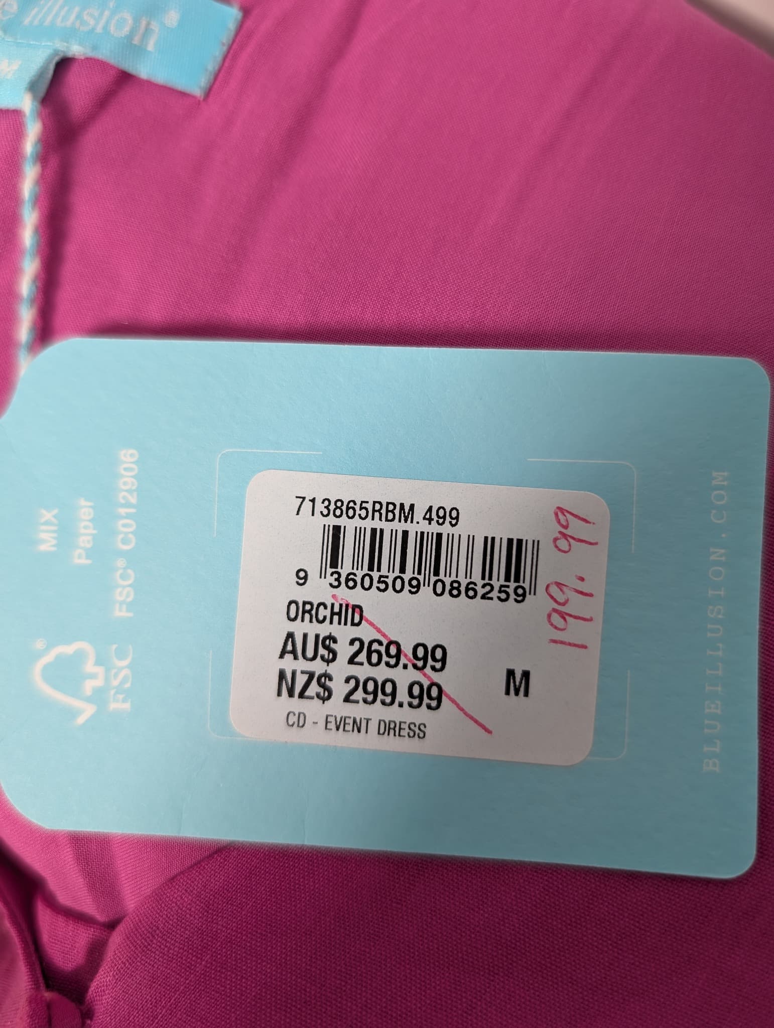 Blue Illusion Midi Dress Magenta Puff Sleeve Button-Front Size M — photo 8 of 10