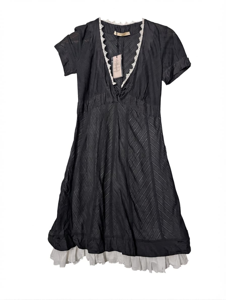 Blumarine Black Dress with Lace Trim and Petticoat Hem IT 42 — photo 1 of 12