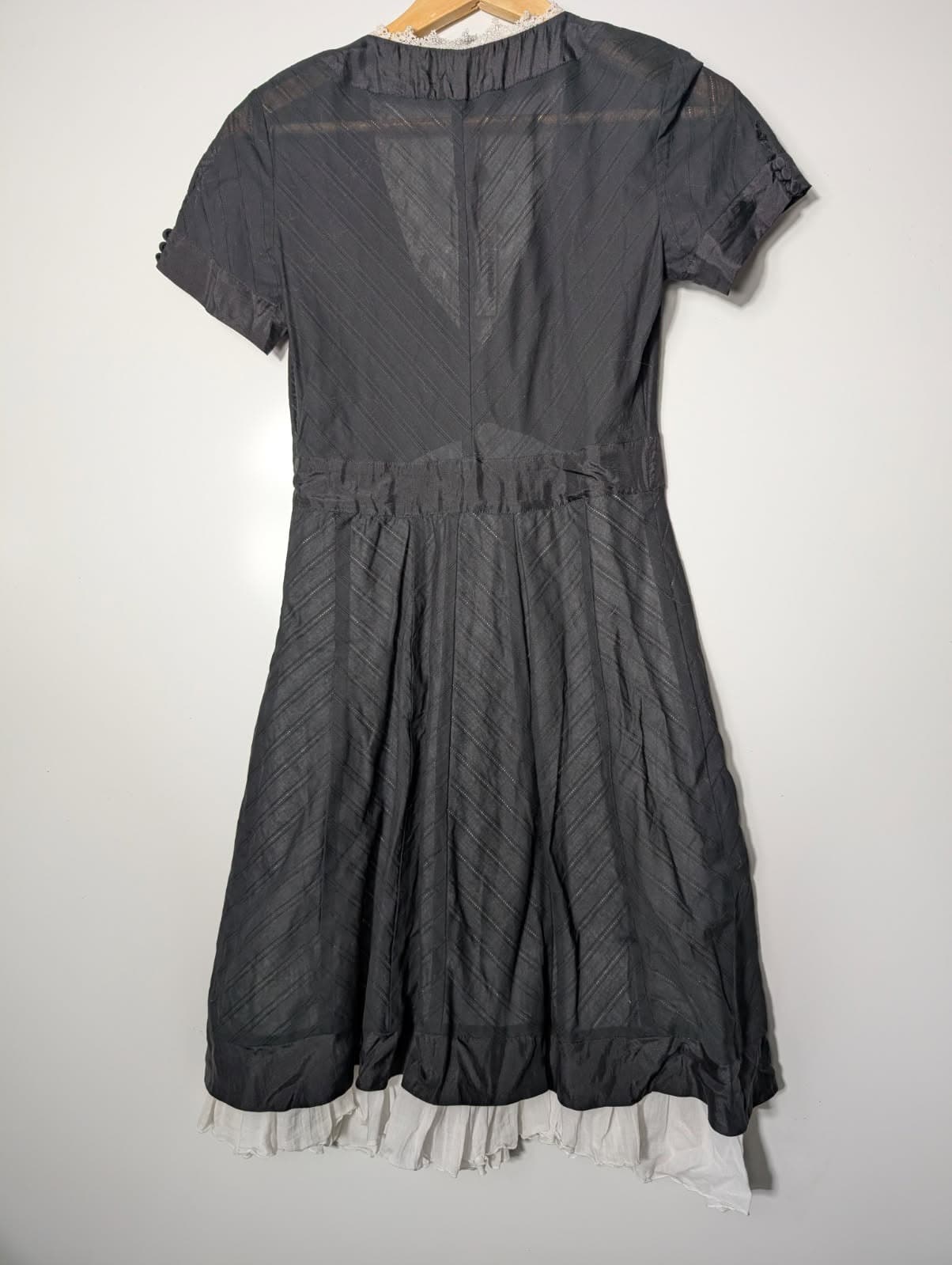 Blumarine Italian Designer Black Striped Dress with Lace Trim - Size IT 42 — photo 9 of 10
